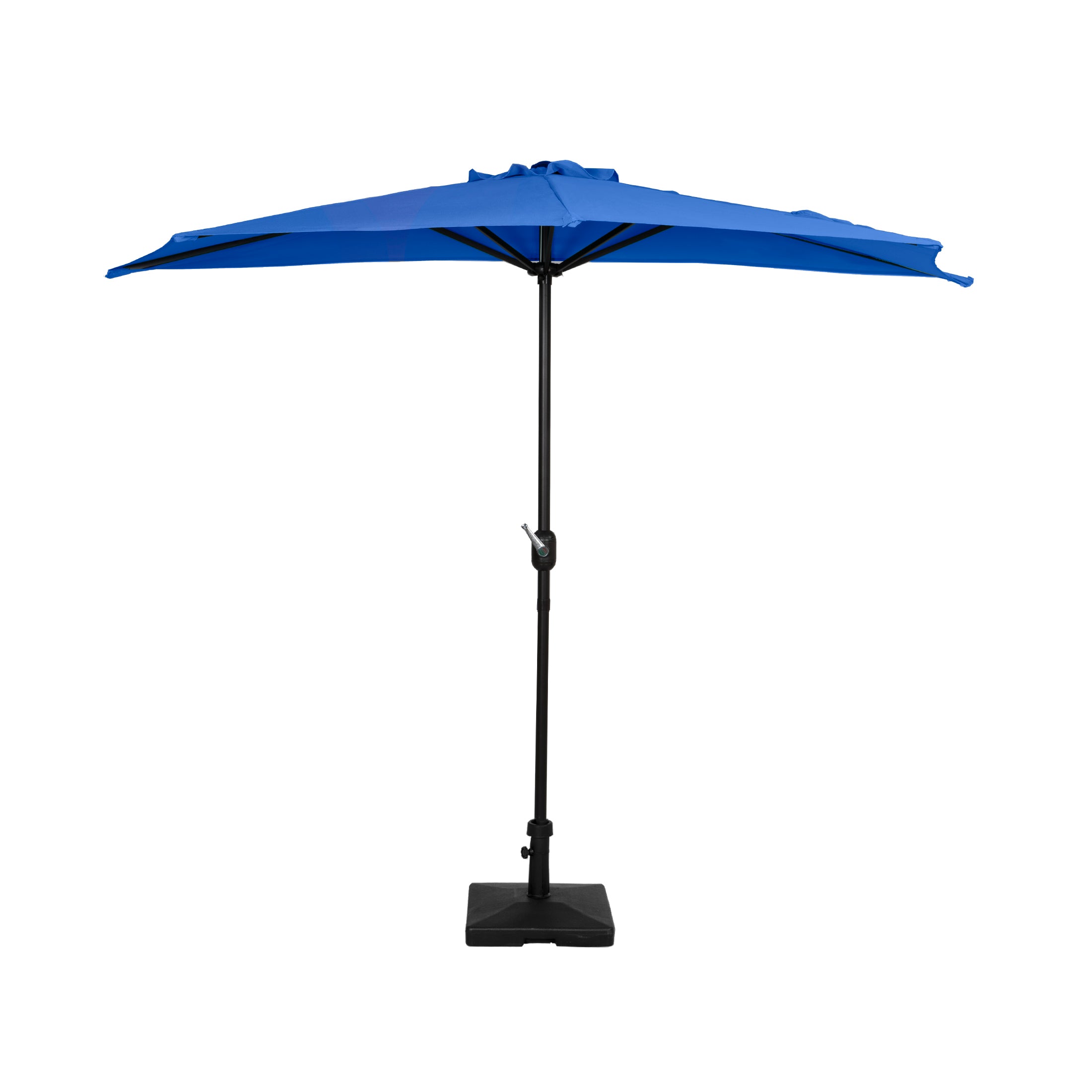Easton 9 ft. Aluminum Half Market Crank Lift Patio Umbrella with Base