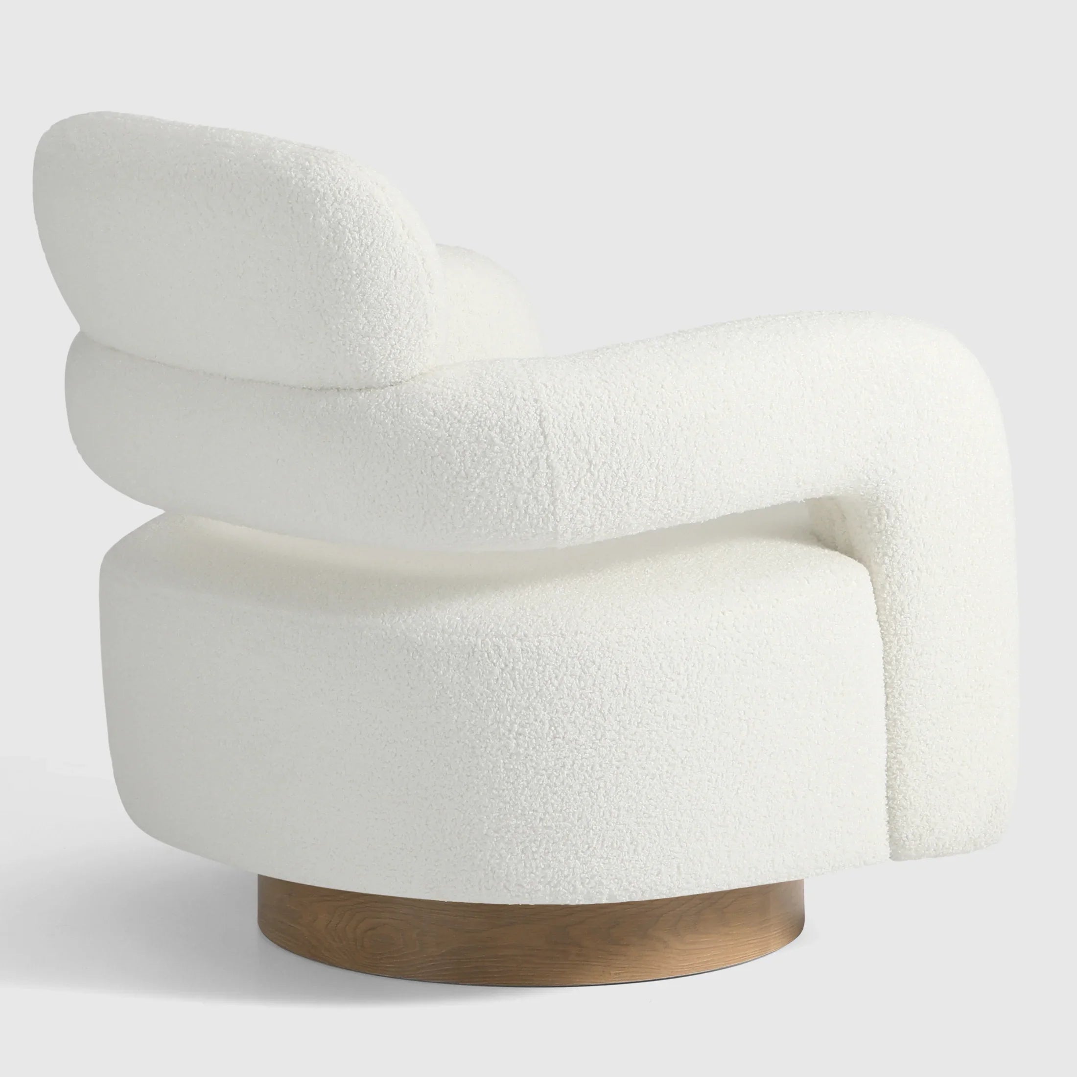 Celine Mid-Century Modern Sherpa Swivel Barrel Accent Chair With Storage Ottoman