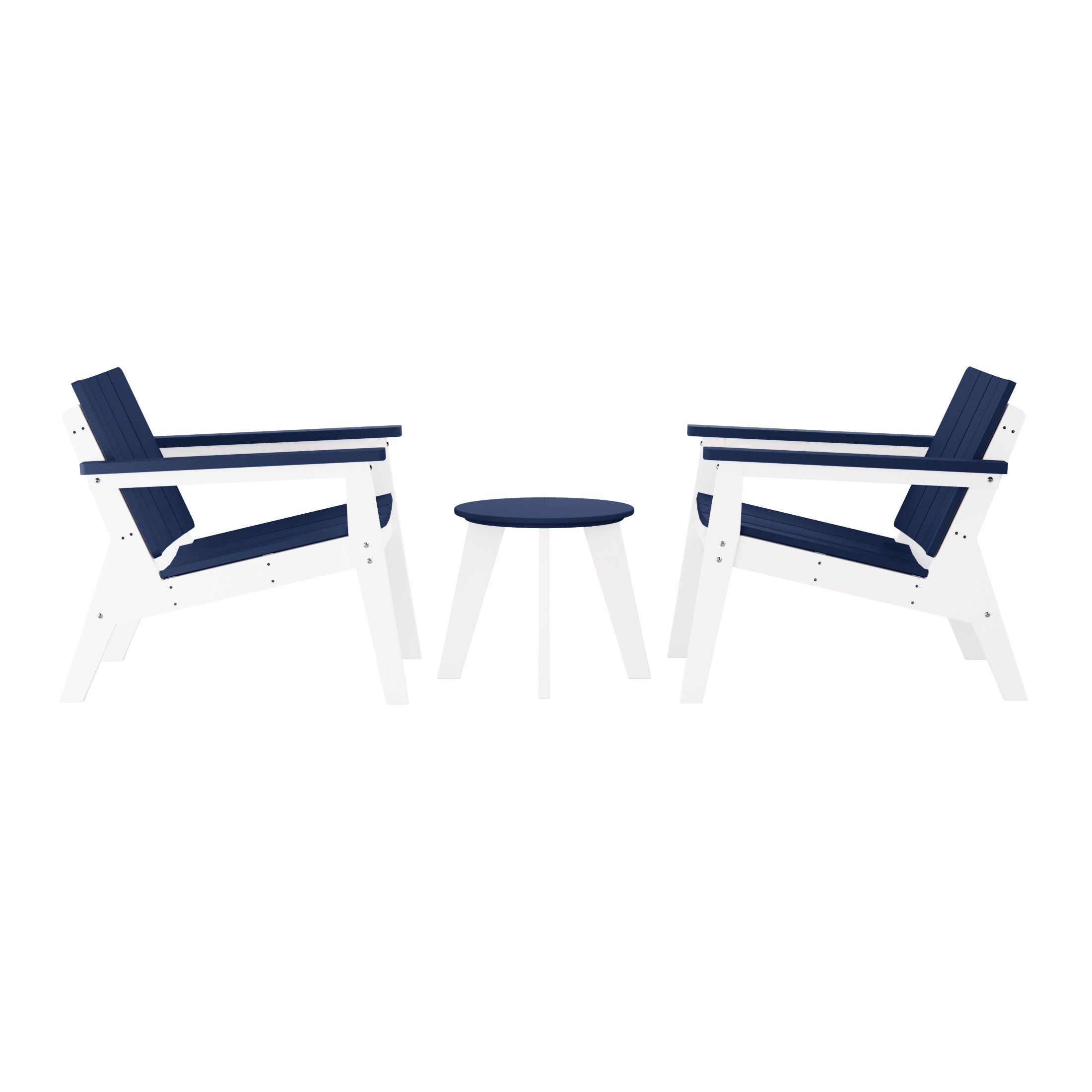 Seaside 3-Piece Outdoor HDPE Conversation Set with Deep Seating Chairs and Round Side Table