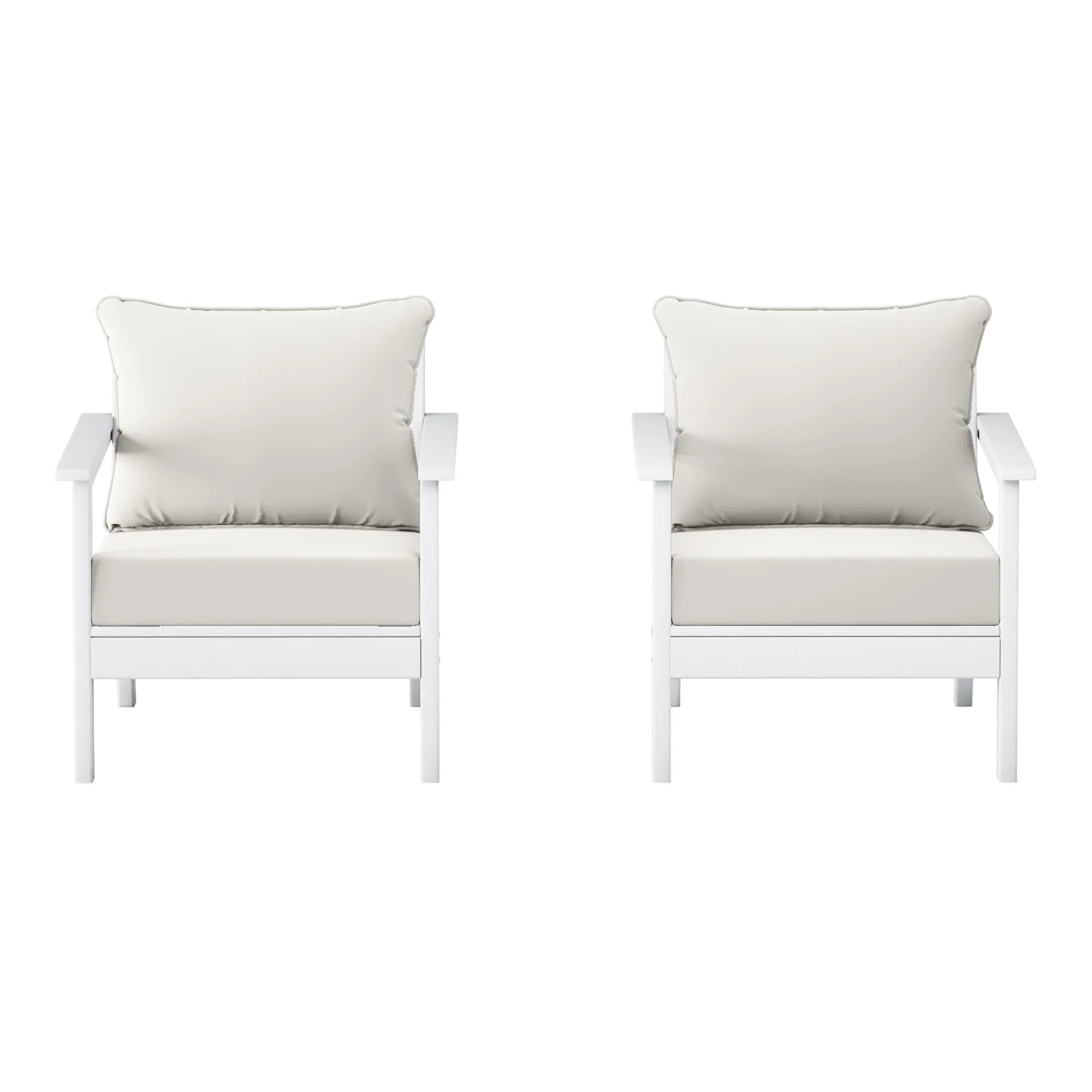 Portsmouth Outdoor Modern HDPE Patio Club Chairs with Deep Seat Cushions (Set of 2)