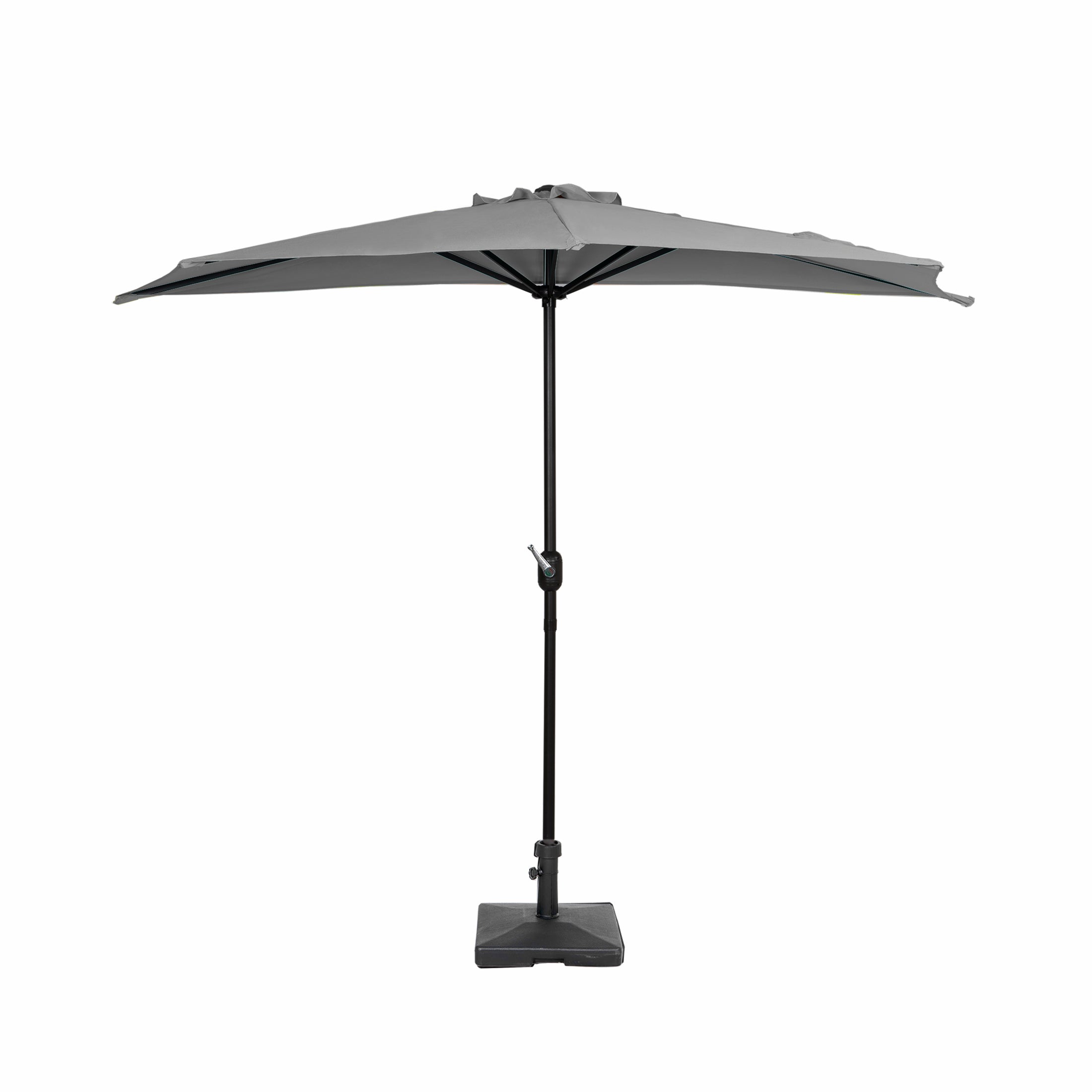 Easton 9 ft. Aluminum Half Market Crank Lift Patio Umbrella with Base