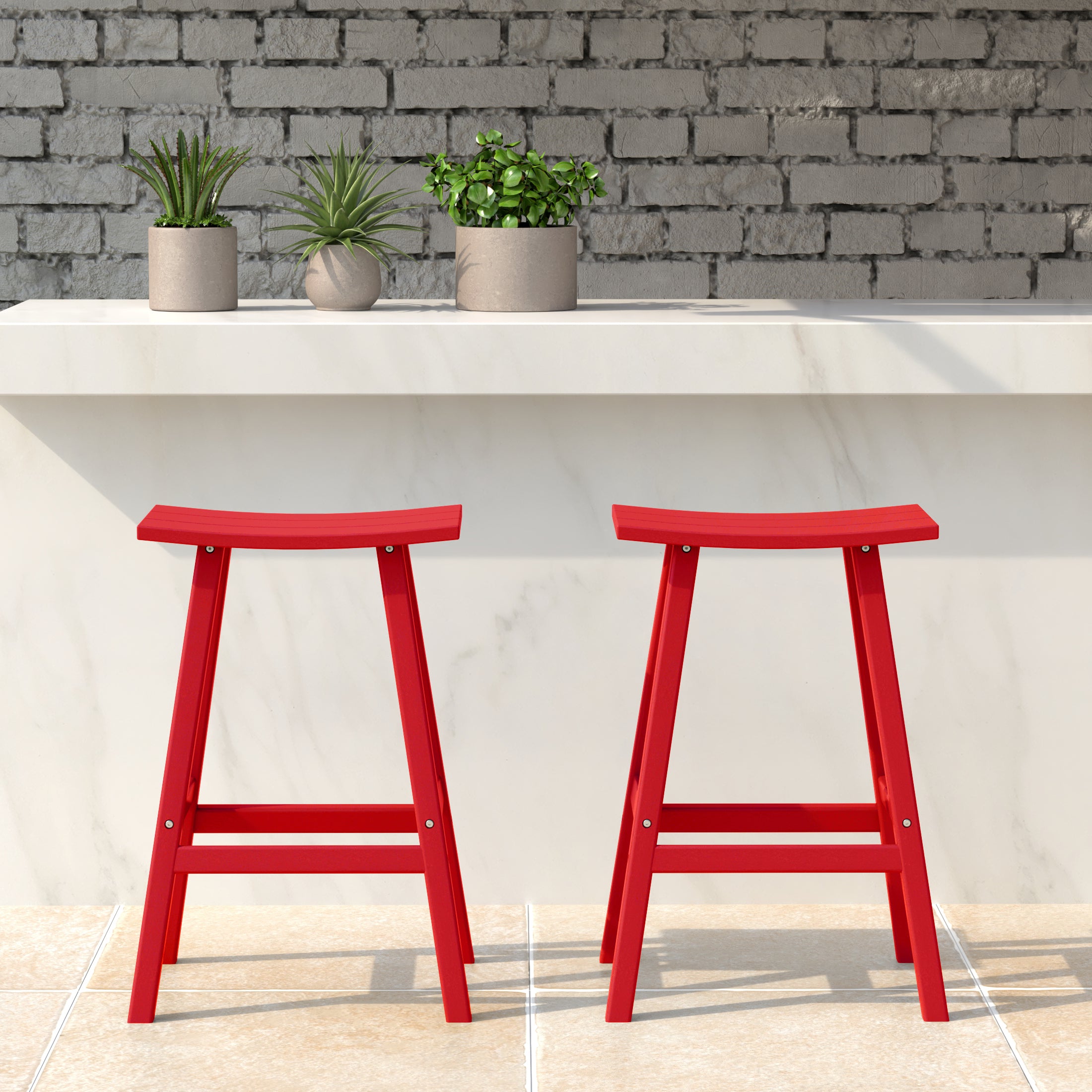 Paradise 24" HDPE Outdoor Patio Counter Height Bar Stools (Set of 2)