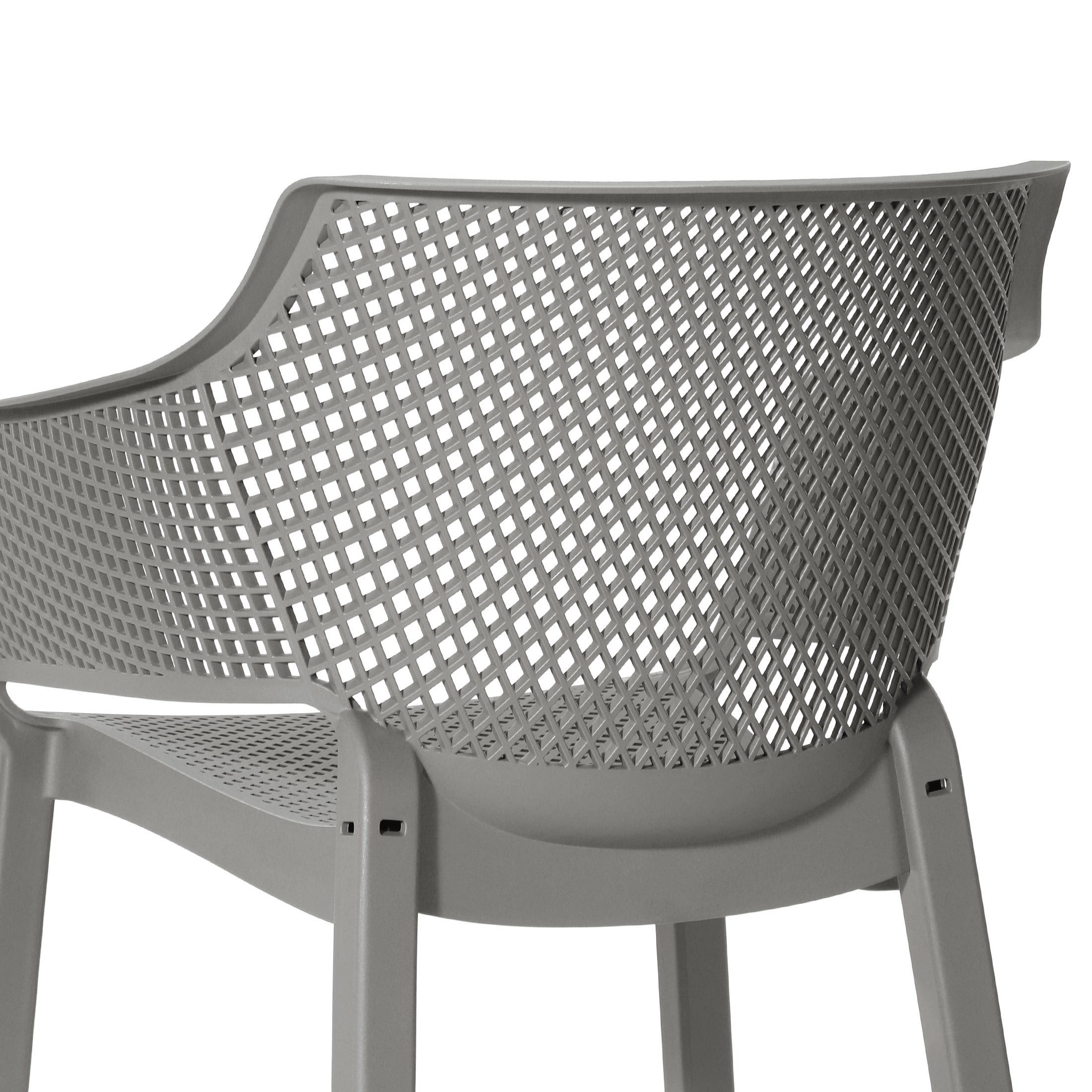 Sunshine Outdoor Modern Stackable Plastic Resin Patio Dining Armchair (Set of 4)