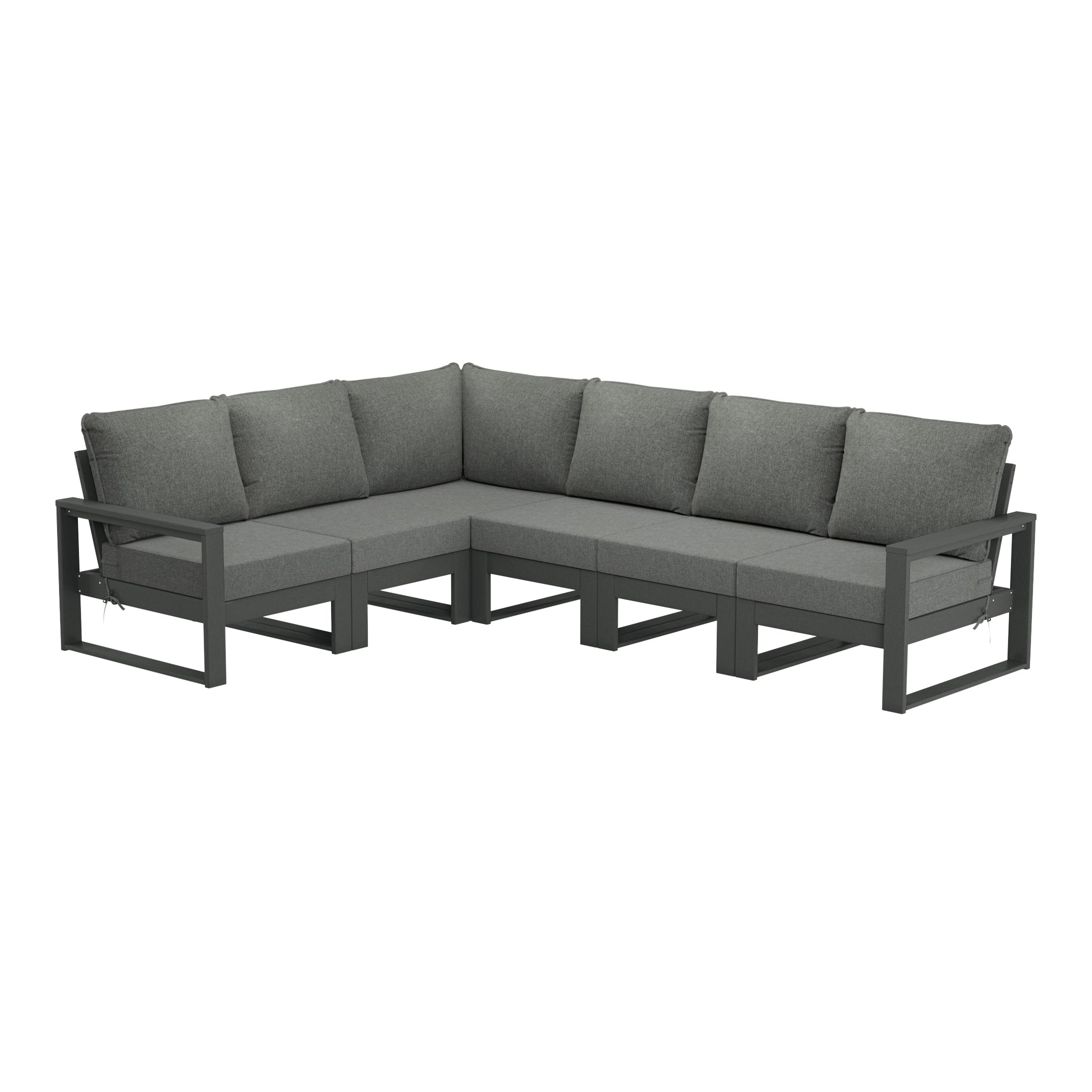 Rockaway 6-Piece Outdoor L-Shaped Patio Corner Sectional Sofa Conversation Set