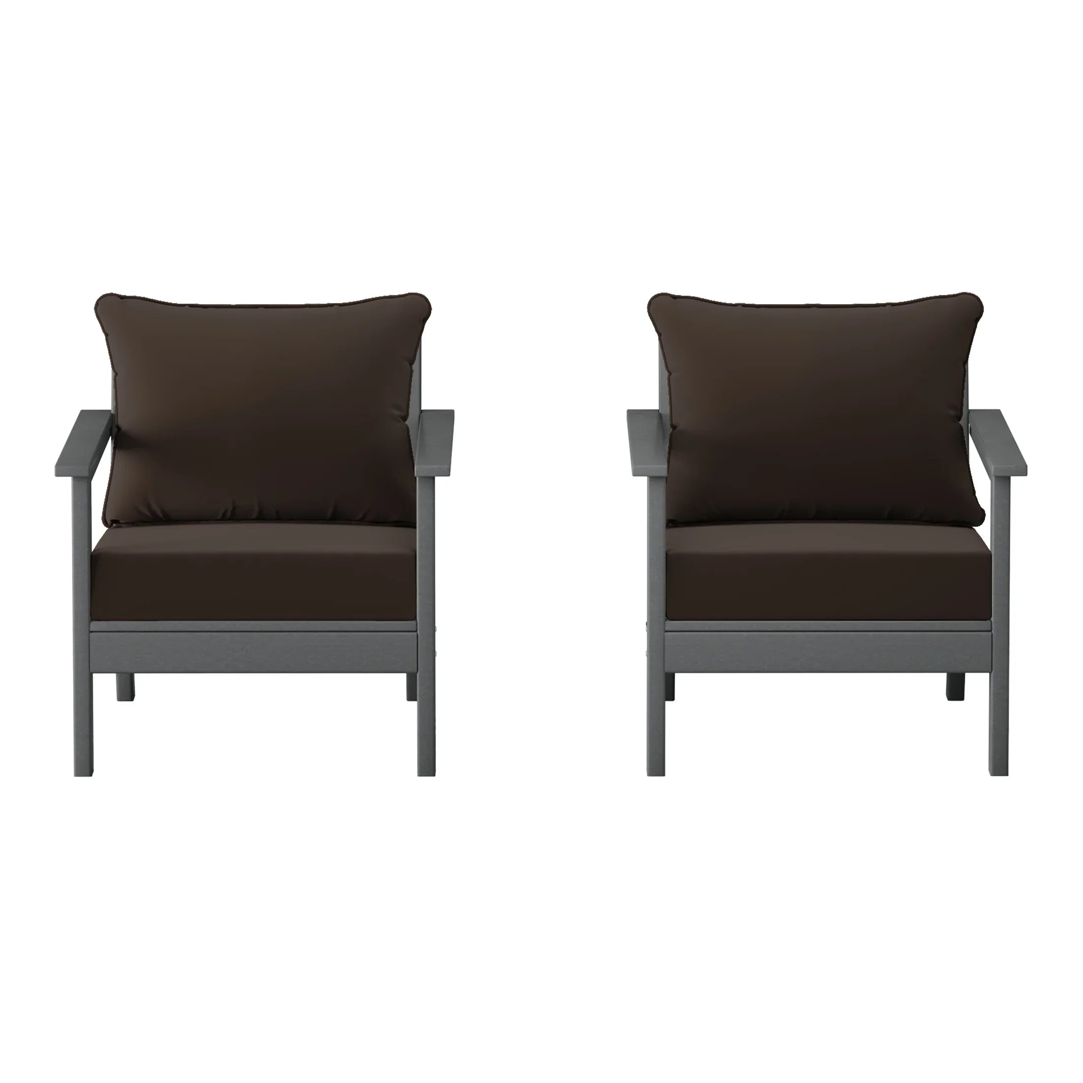 Portsmouth Outdoor Modern HDPE Patio Club Chairs with Deep Seat Cushions (Set of 2)