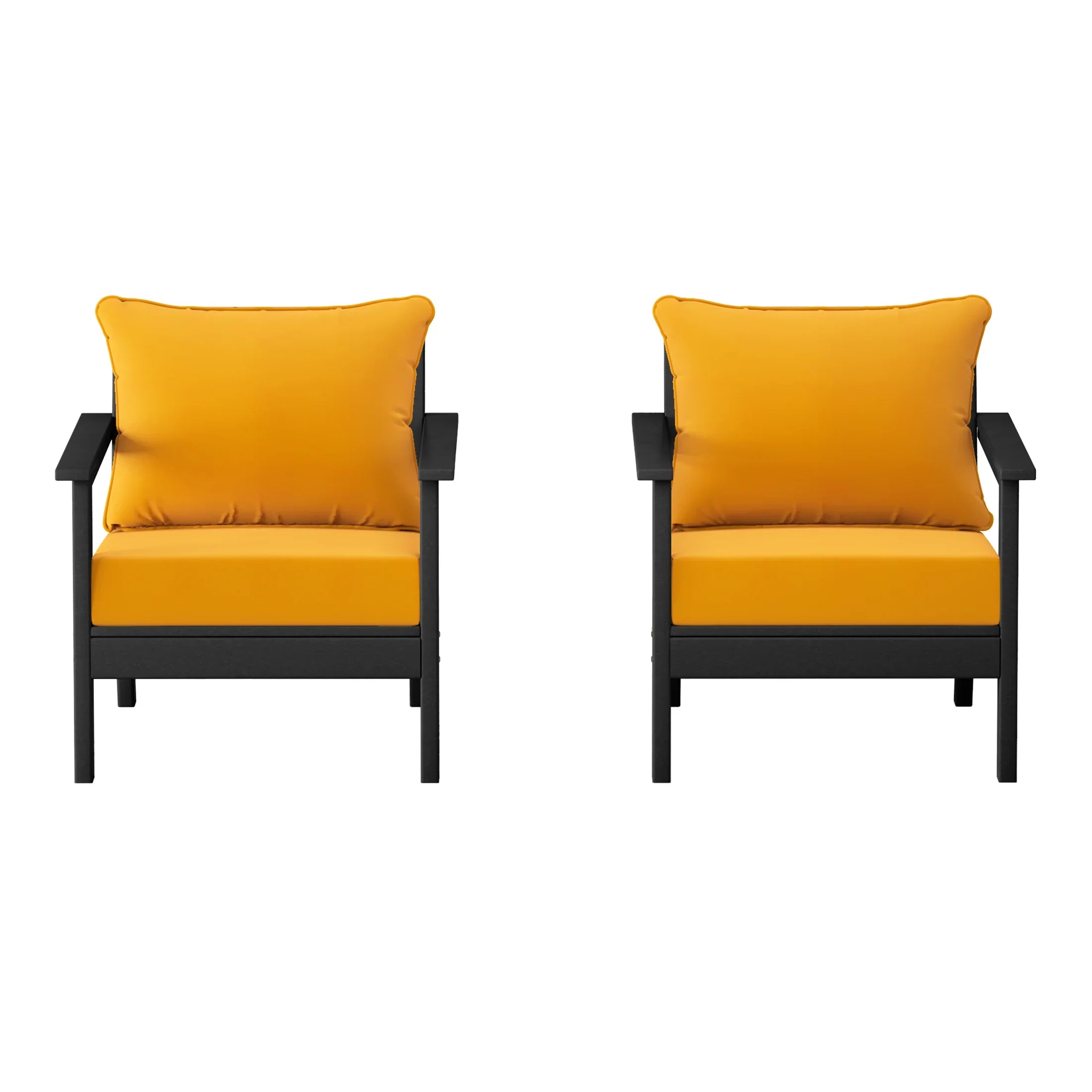 Portsmouth Outdoor Modern HDPE Patio Club Chairs with Deep Seat Cushions (Set of 2)