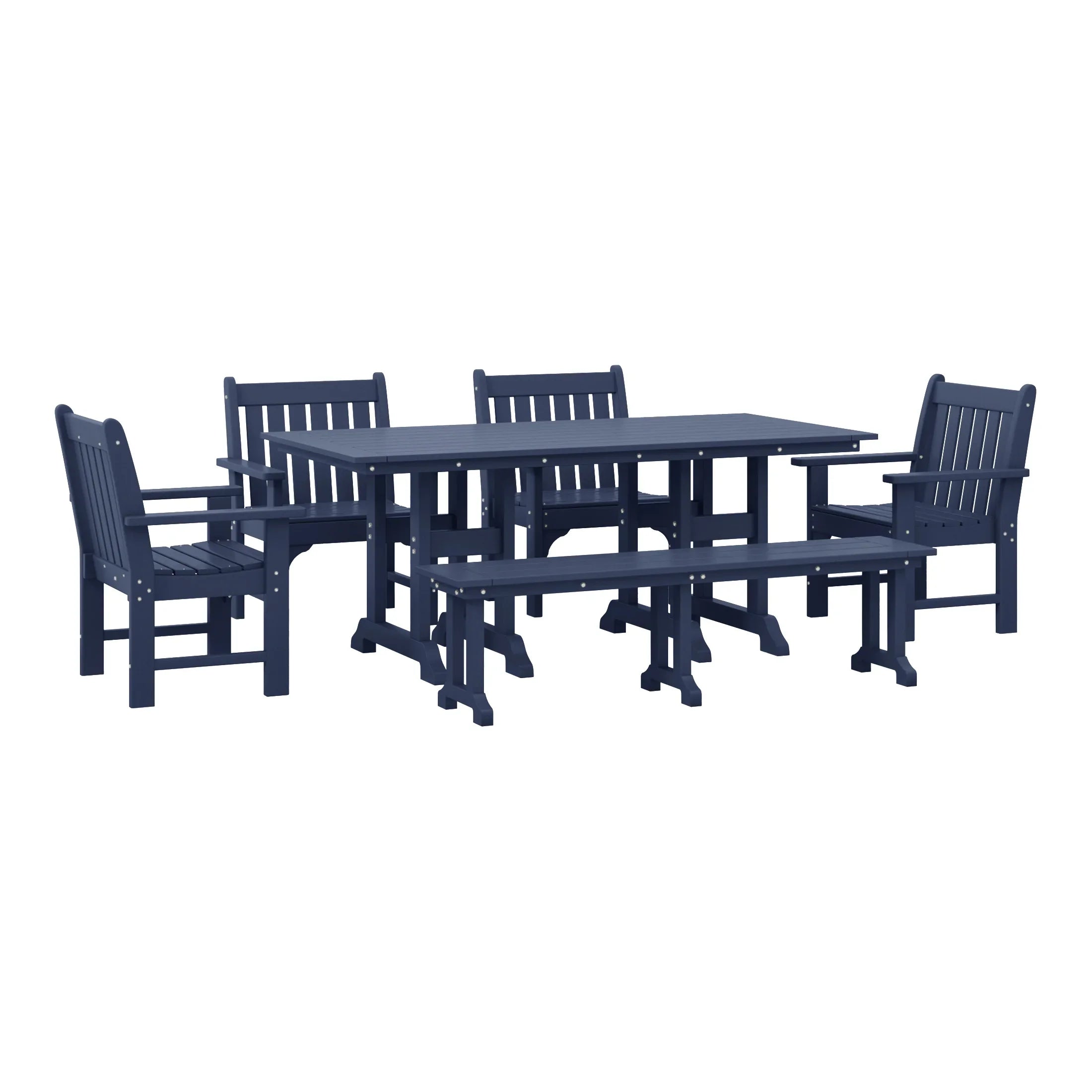 Paradise 6-Piece HDPE Outdoor Rectangle Dining Patio Table and Chairs Set