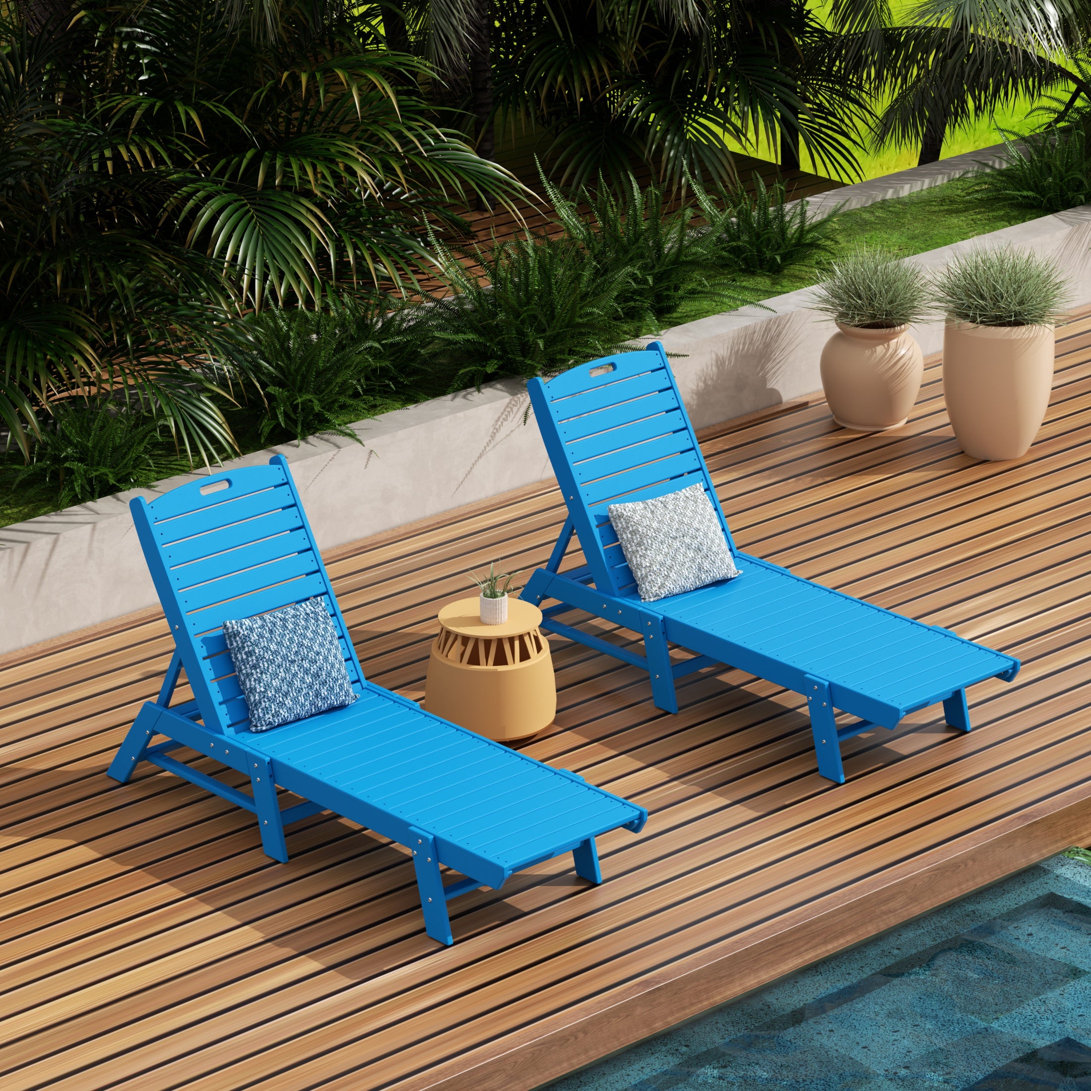 Paradise Poly Reclining Outdoor Patio Chaise Lounge Chair Adjustable (Set of 2)