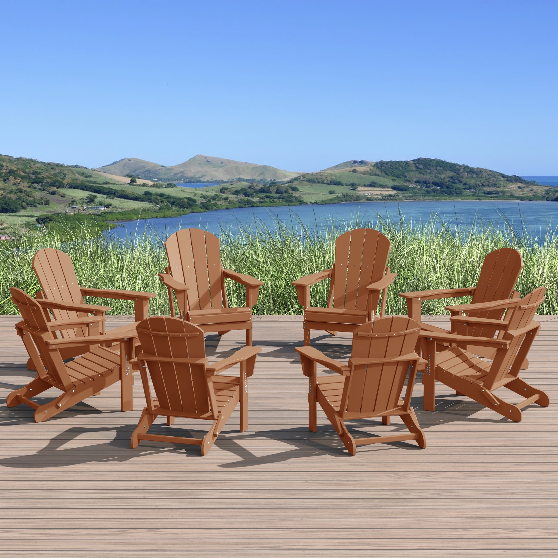 Paradise Outdoor Folding Poly Adirondack Chair (Set of 8)