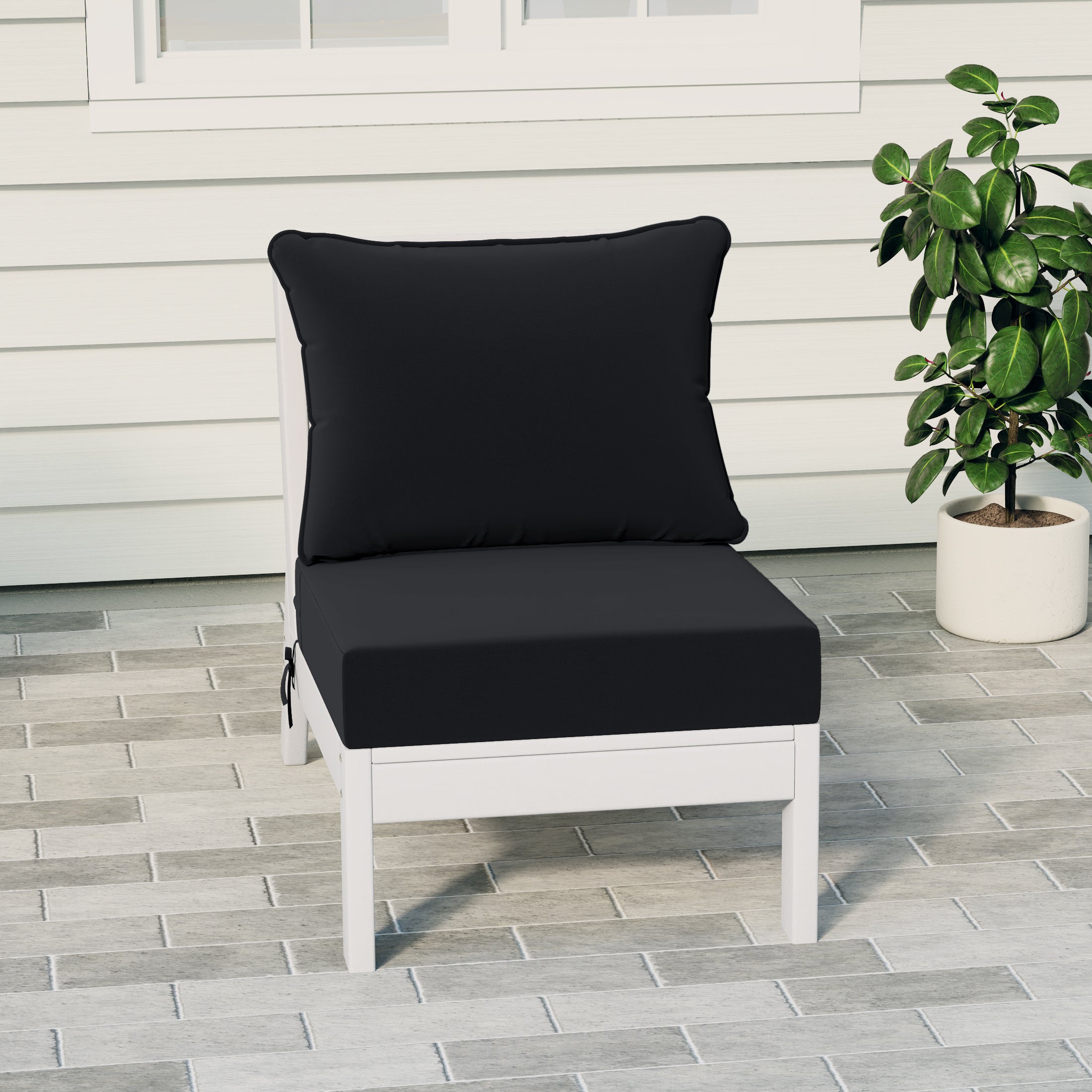 Portsmouth Outdoor HDPE Deep Seating Modular Armless Patio Chair with Patio Cushions