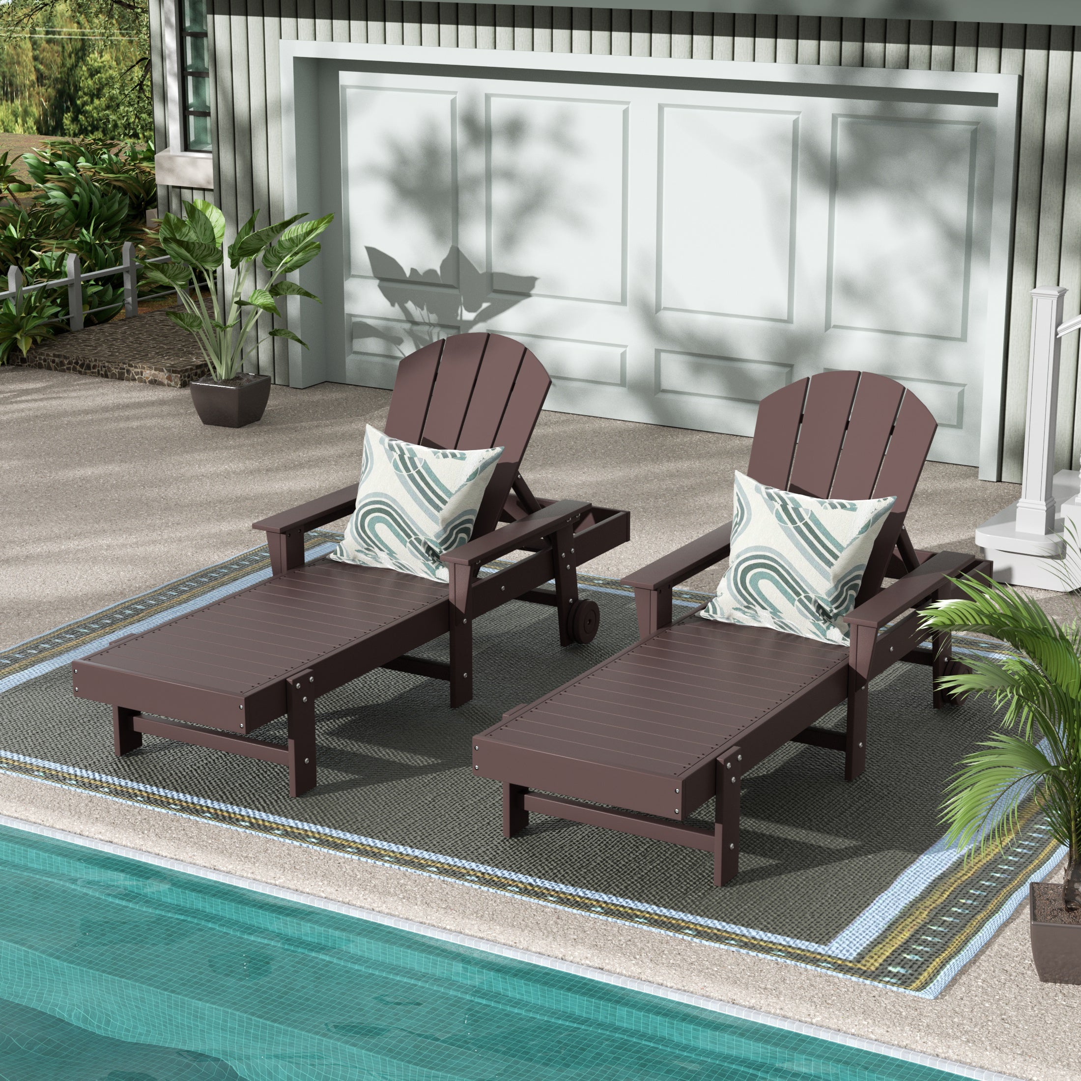 Paradise 2 Piece Reclining Chaise Lounge With Arms & Wheels