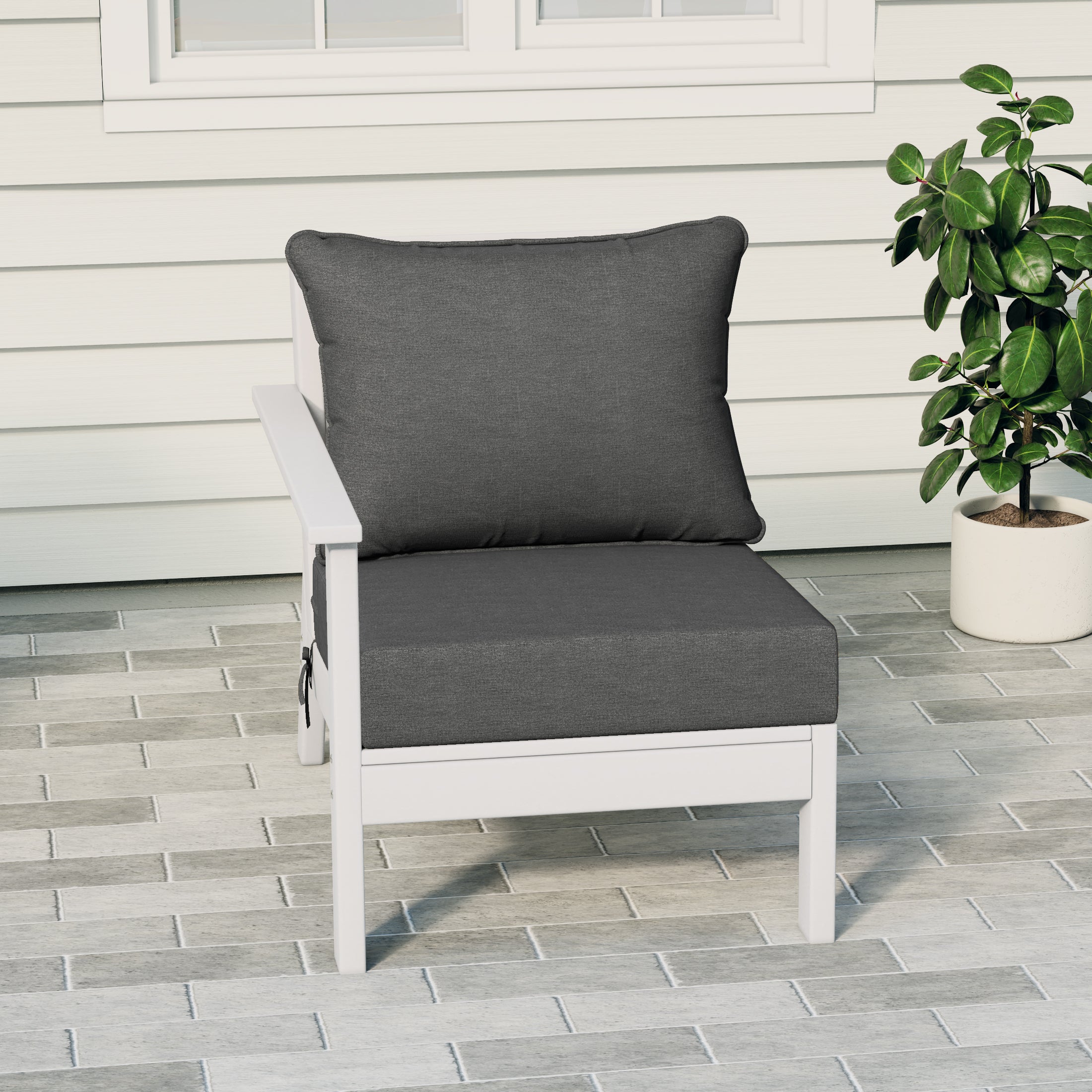 Portsmouth Outdoor Patio HDPE Left Arm Sectional Corner Club Chair with Patio Cushions