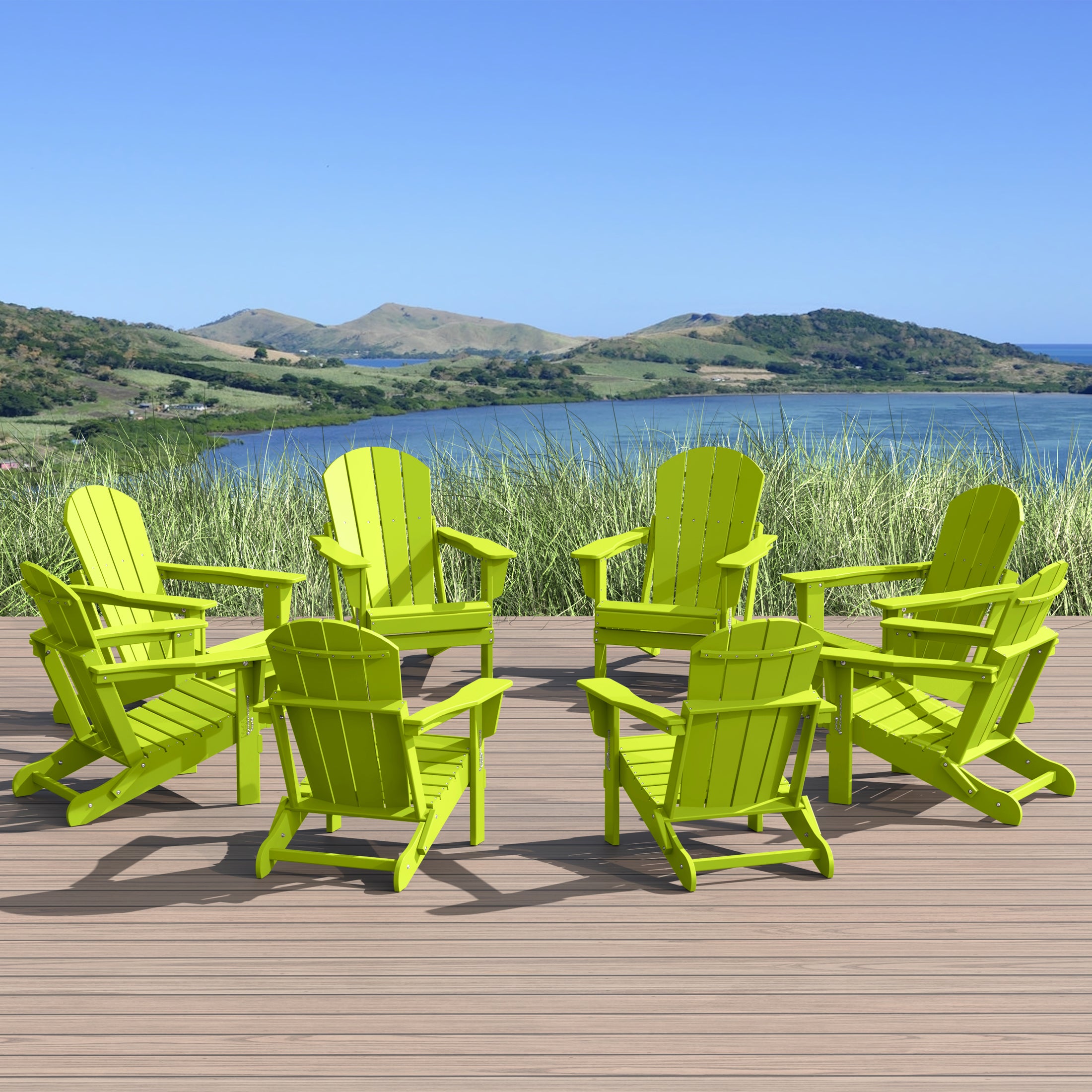 Paradise Outdoor Folding Poly Adirondack Chair (Set of 8)
