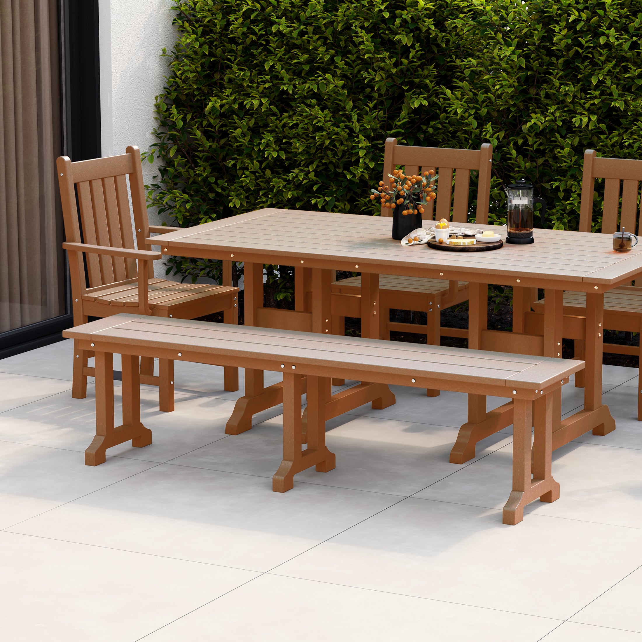 Paradise 65" Outdoor Patio Trestle Dining Bench