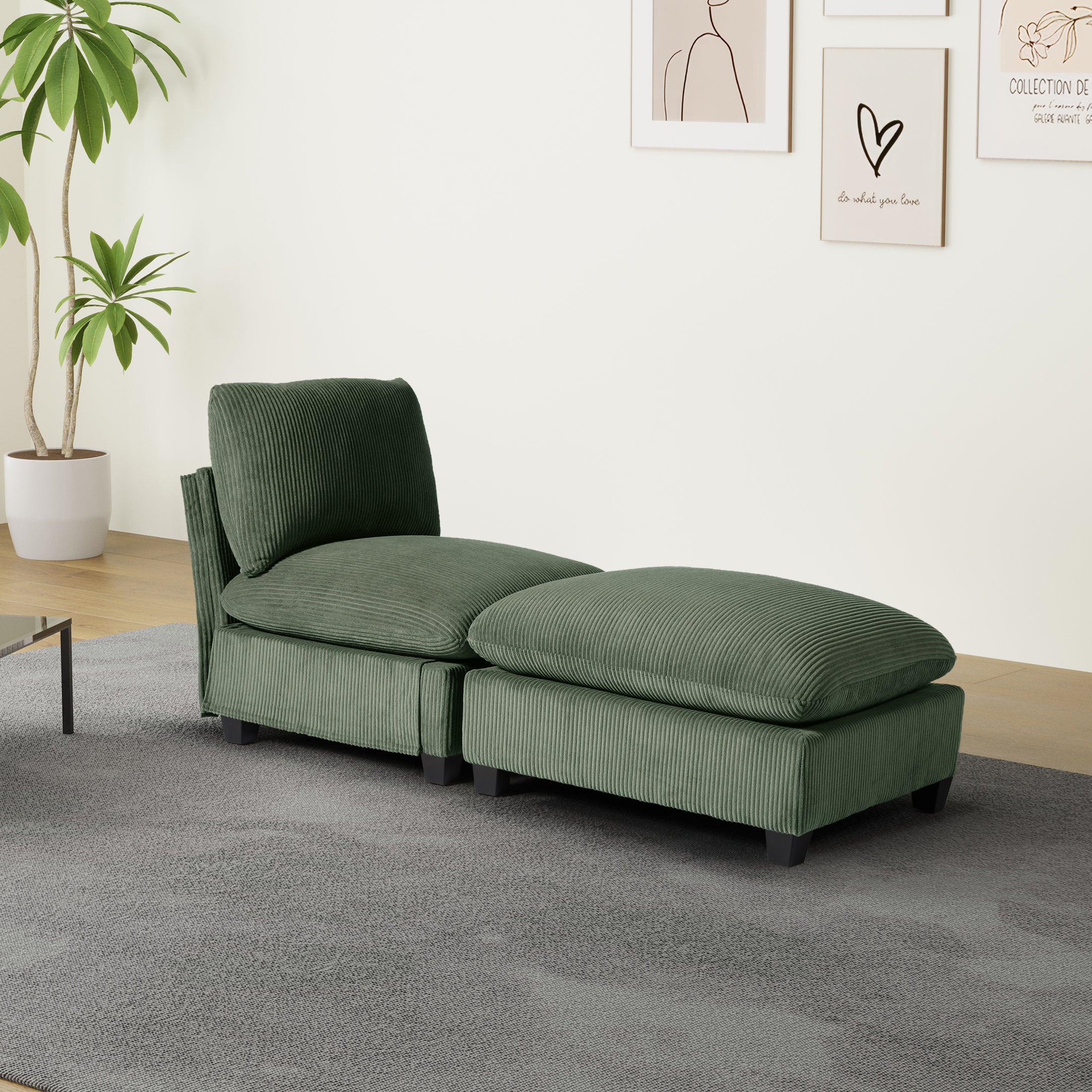 Ava 68.5" Corduroy Upholstered Indoor Chaise Lounge Chair