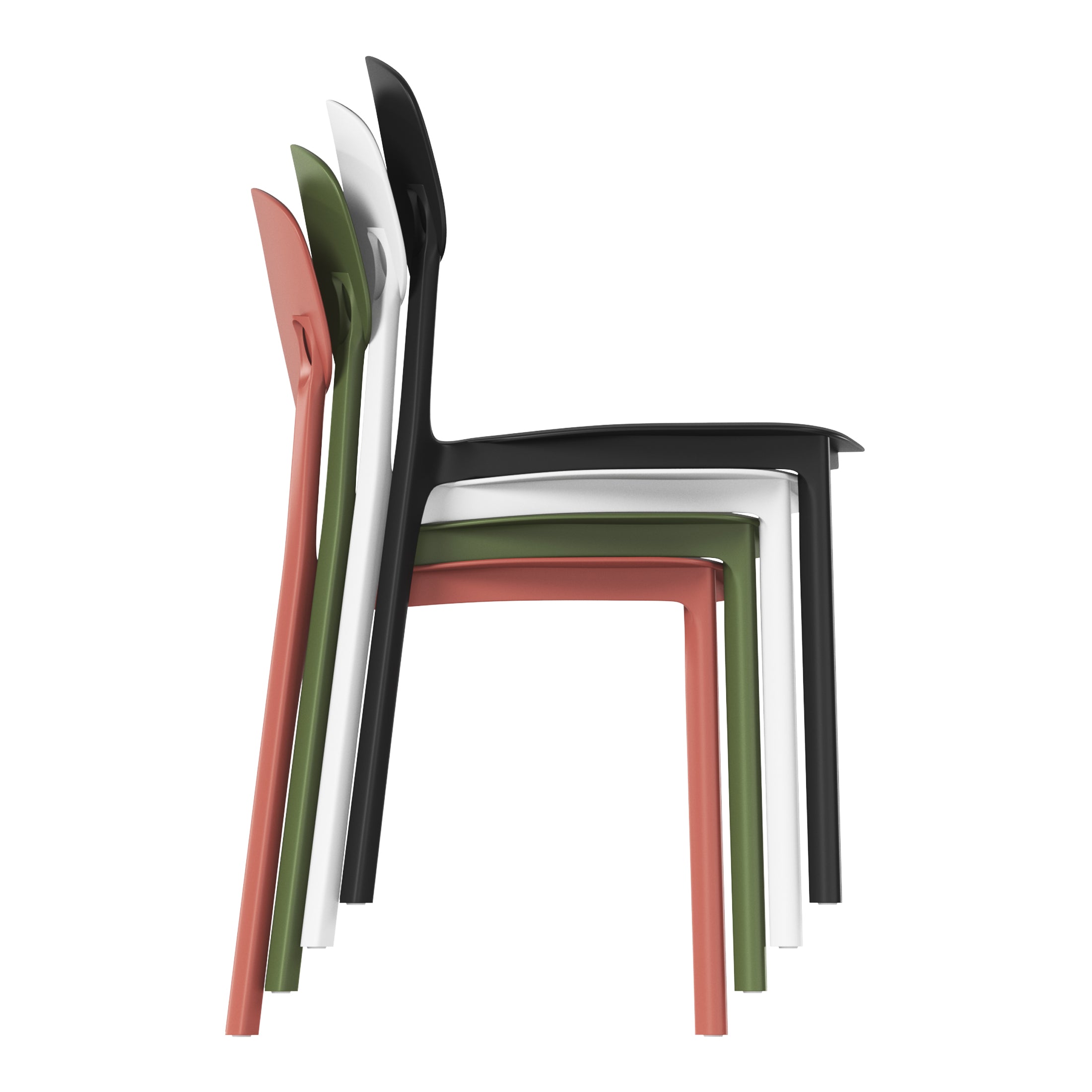 Sunshine 5-Piece Indoor Outdoor Metal Round Patio Dining Table Set With Stackable Resin Patio Side Chairs