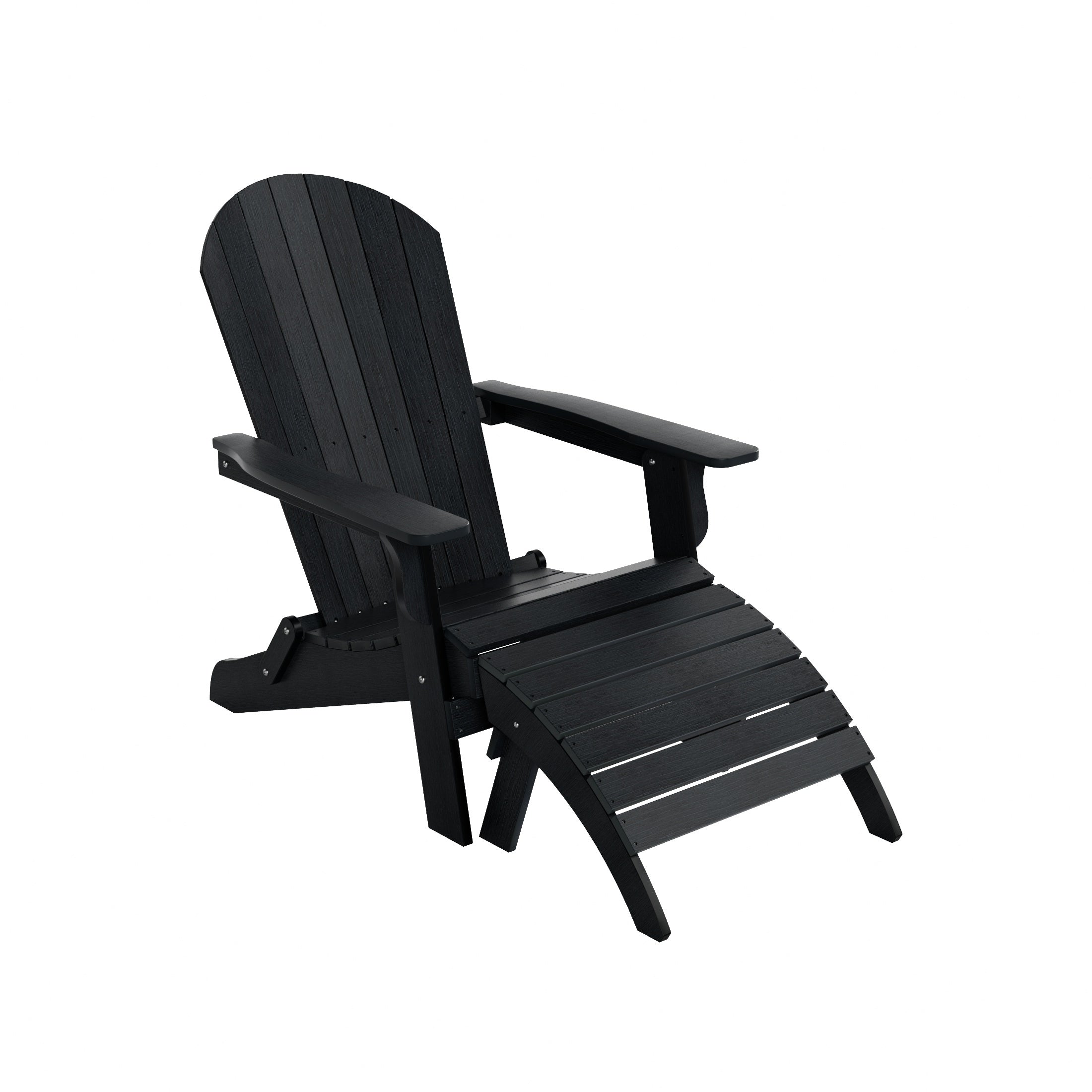 Florence 2-Piece HIPS Outdoor Folding Adirondack Seashell Chair With Folding Ottoman