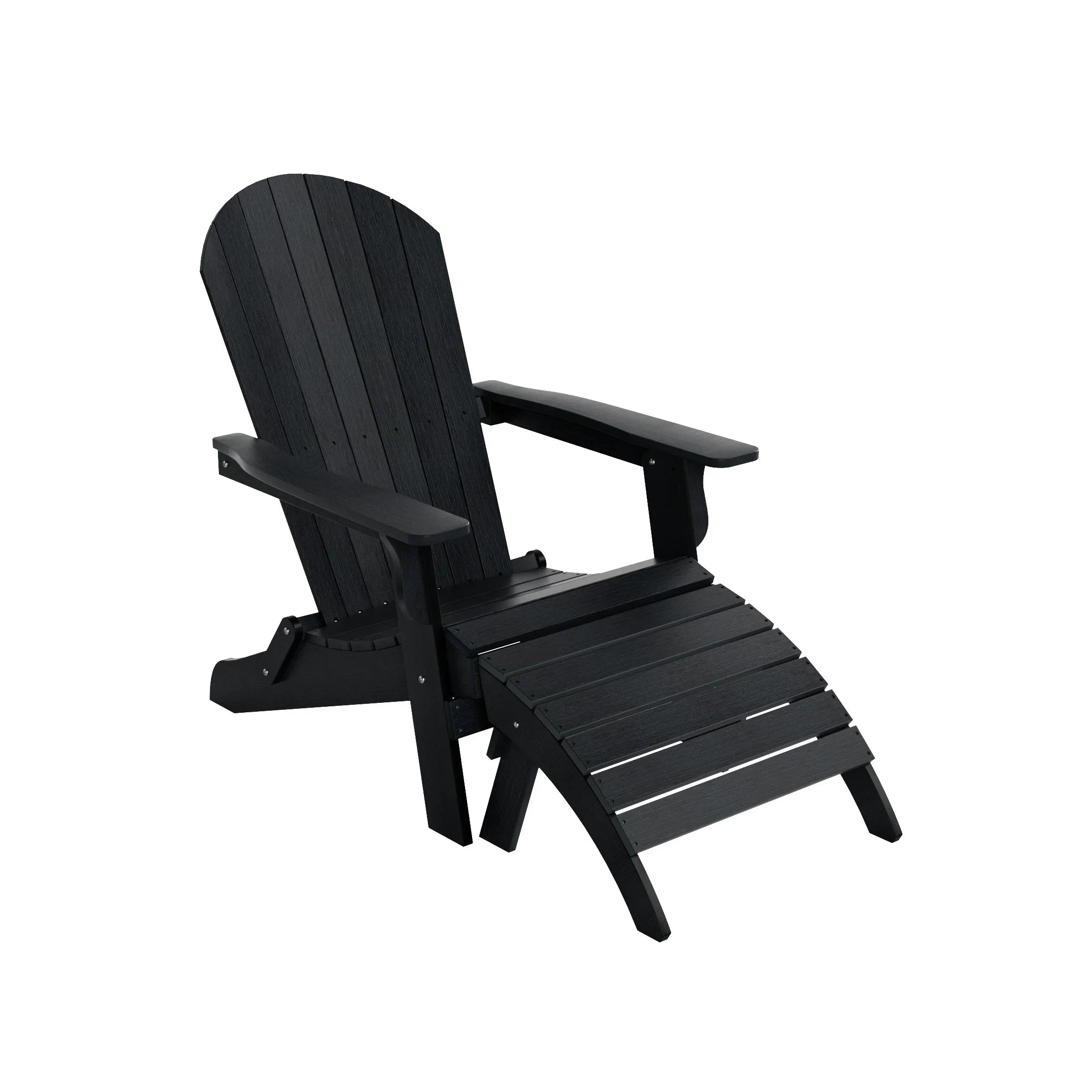 Florence 2-Piece HIPS Outdoor Folding Adirondack Seashell Chair With Folding Ottoman