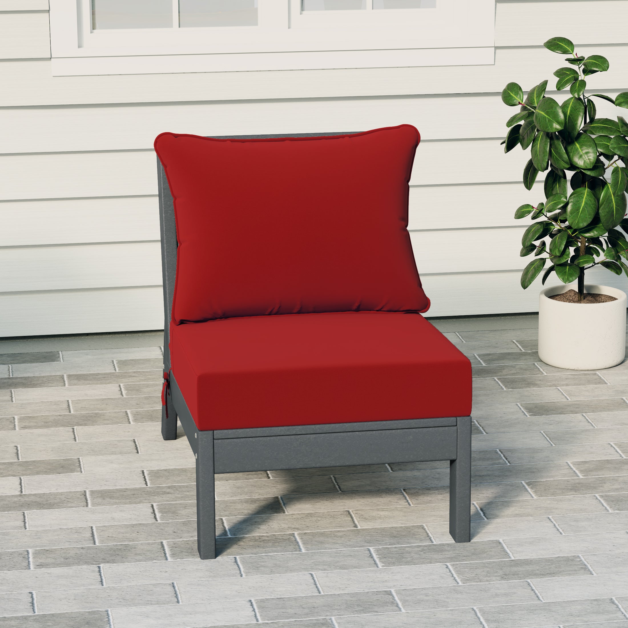 Portsmouth Outdoor HDPE Deep Seating Modular Armless Patio Chair with Patio Cushions