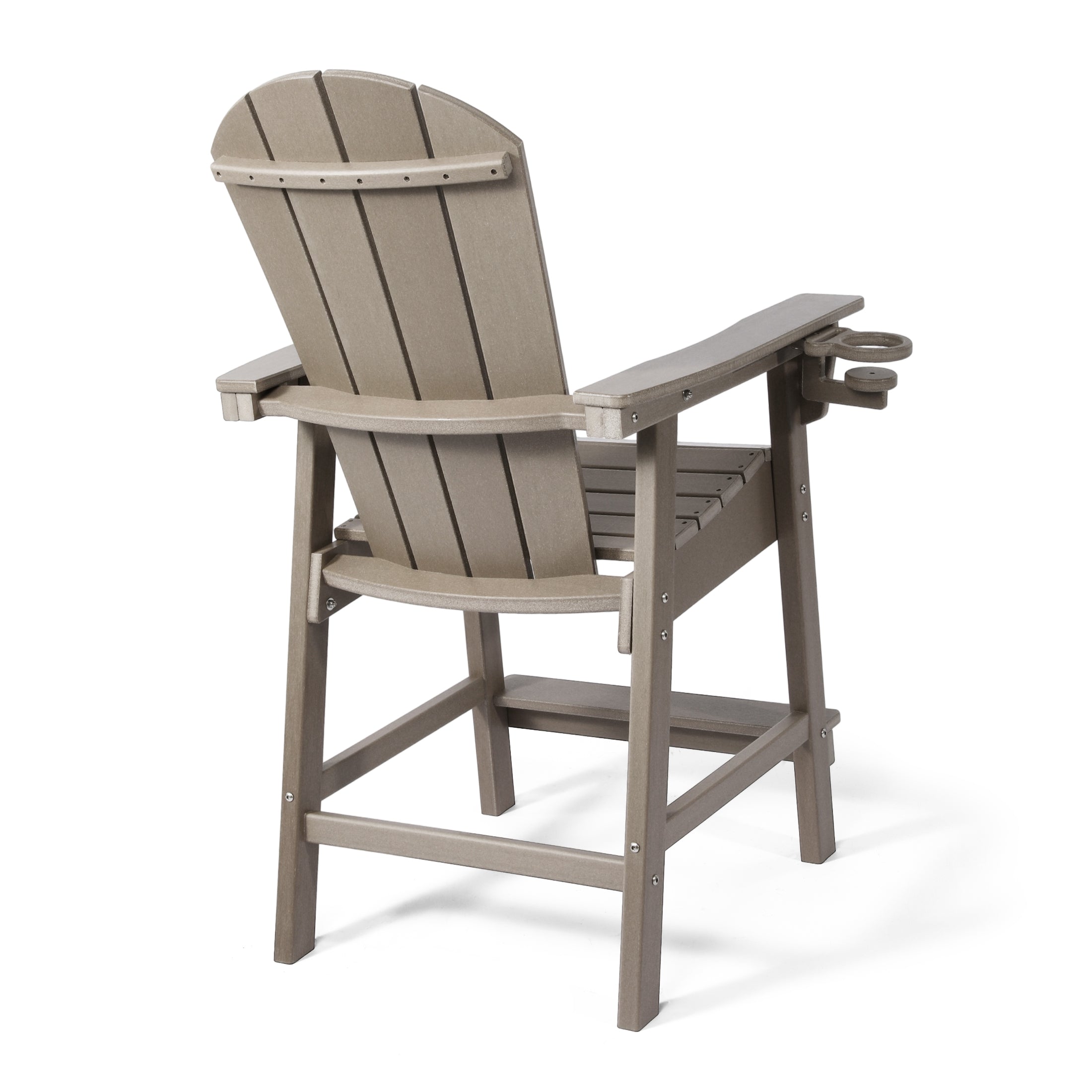 Paradise Outdoor HDPE Tall Adirondack Counter Height Bar Chair With Cup Holder