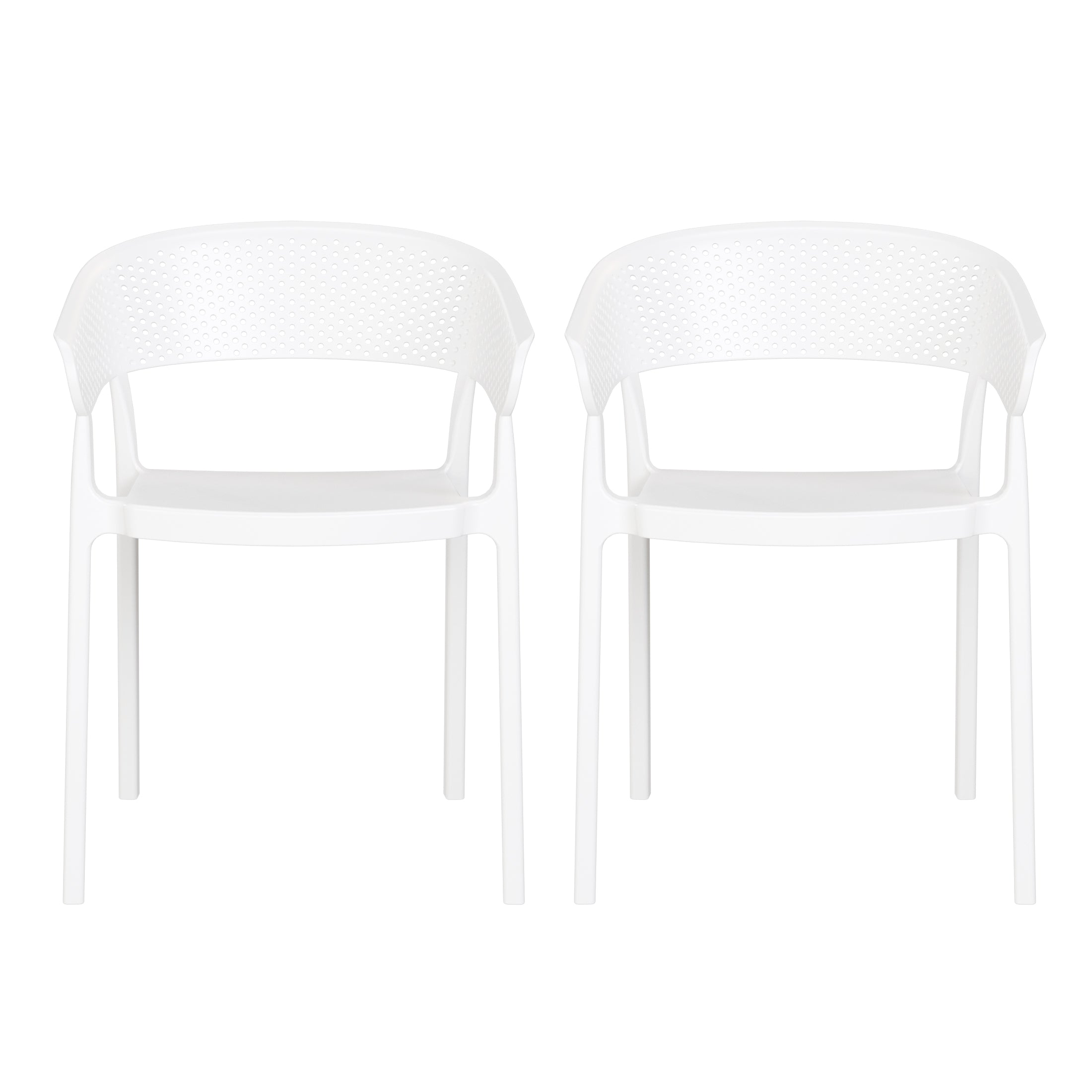 Sunshine Outdoor Modern Stackable Plastic Resin Patio Dining Armchair (Set of 2)