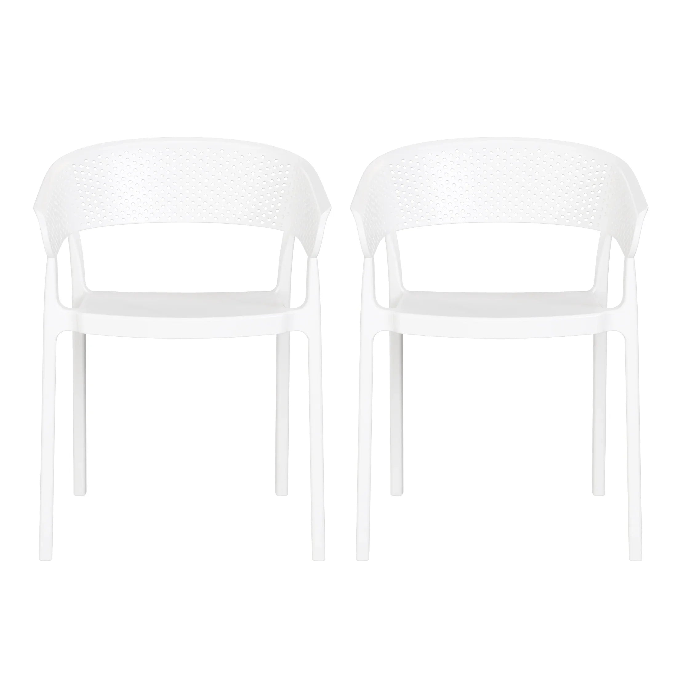 Sunshine Outdoor Modern Stackable Plastic Resin Patio Dining Armchair (Set of 2)