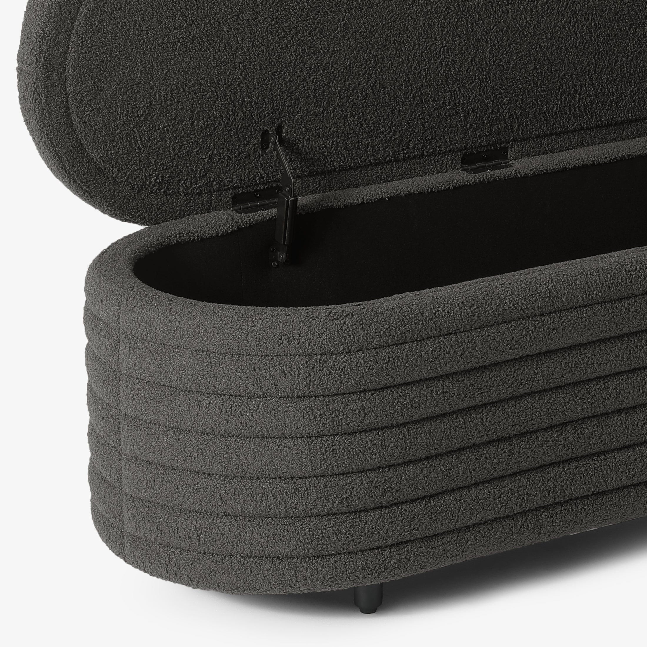 Celine 54" Wide Mid-Century Modern Upholstered Teddy Sherpa Tufted Oval Storage Ottoman Bench