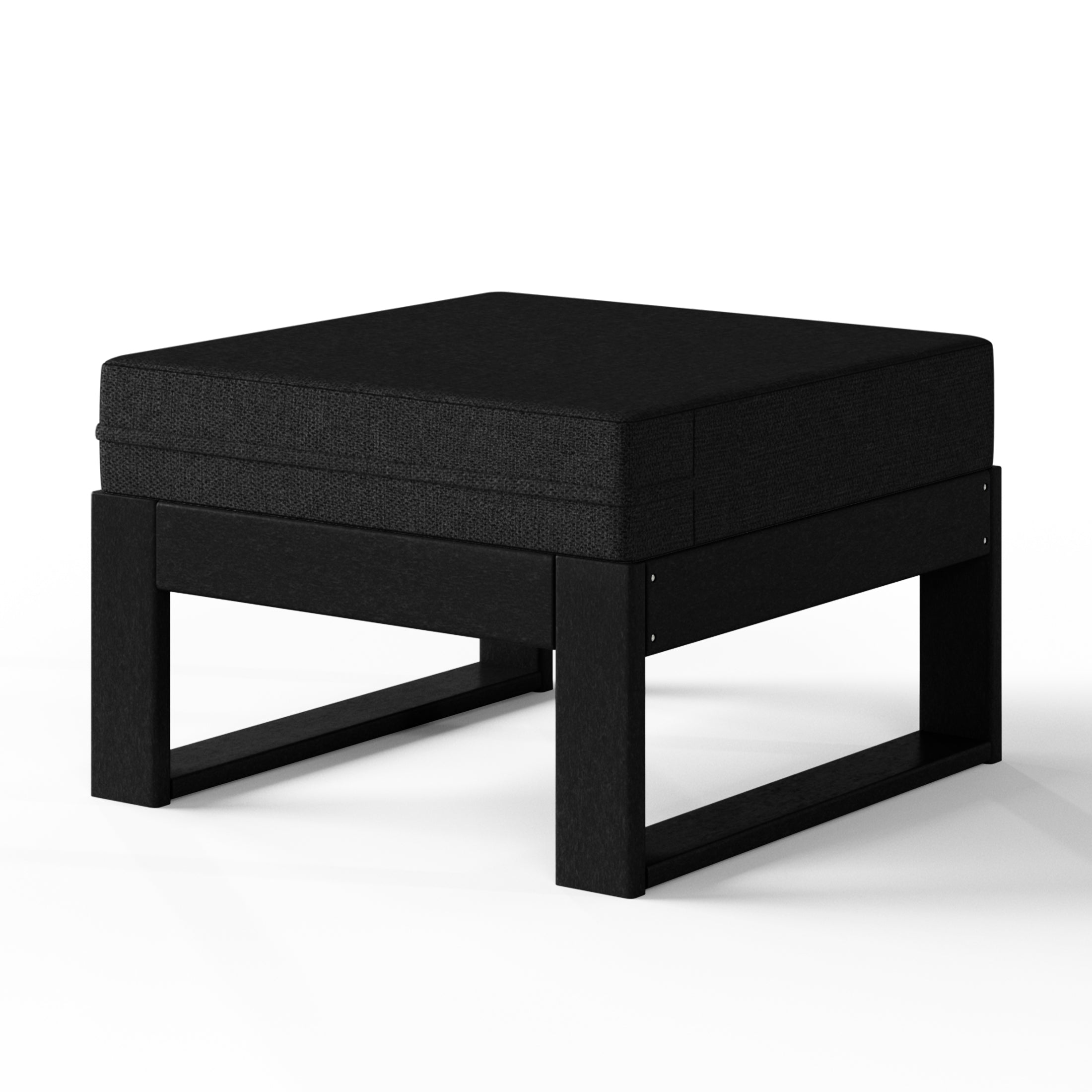 Rockaway Outdoor HDPE Patio Ottoman with Waterproof Olefin Cushions