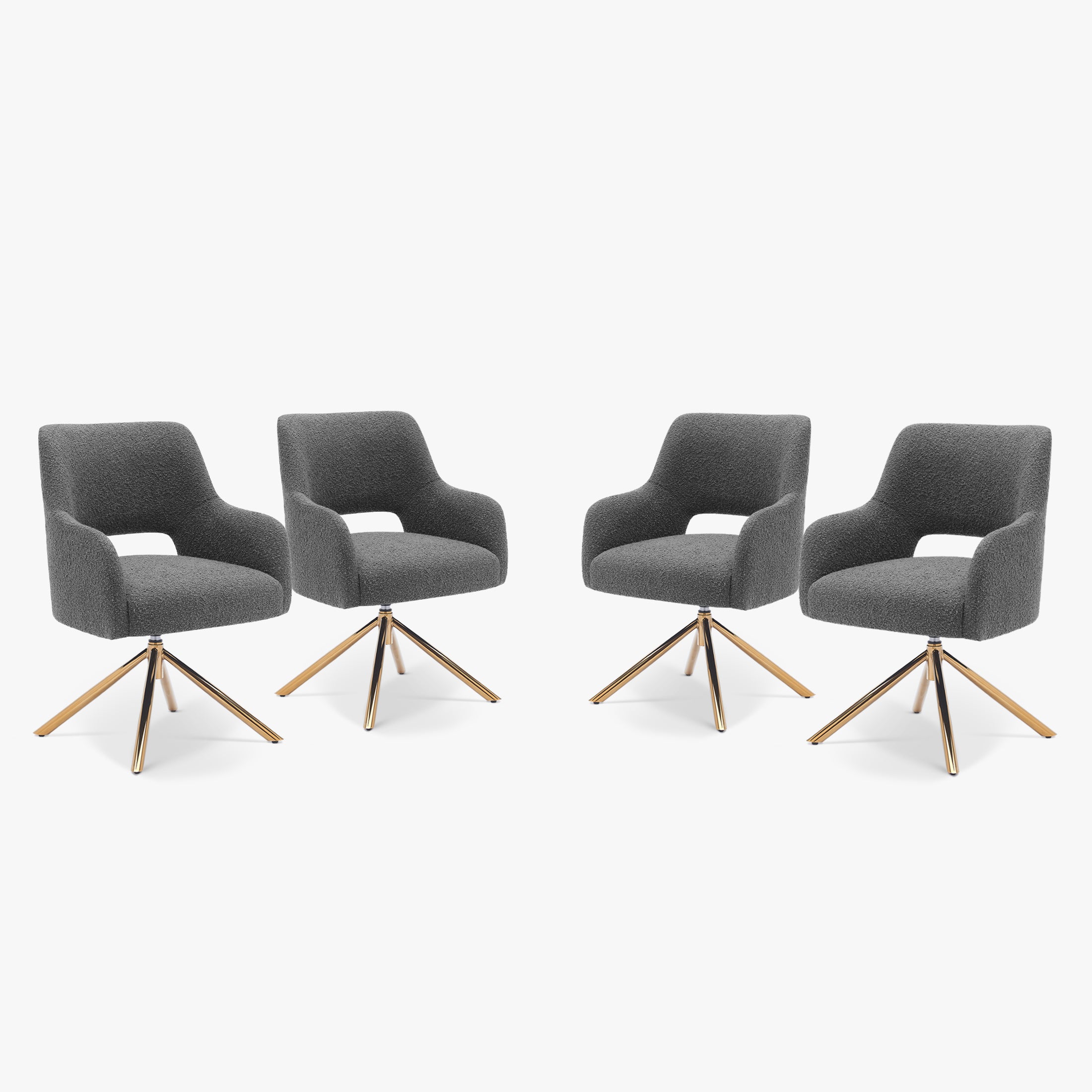 Amélie Mid-Century Modern Wide Boucle Swivel Accent Arm Chair (Set of 4)