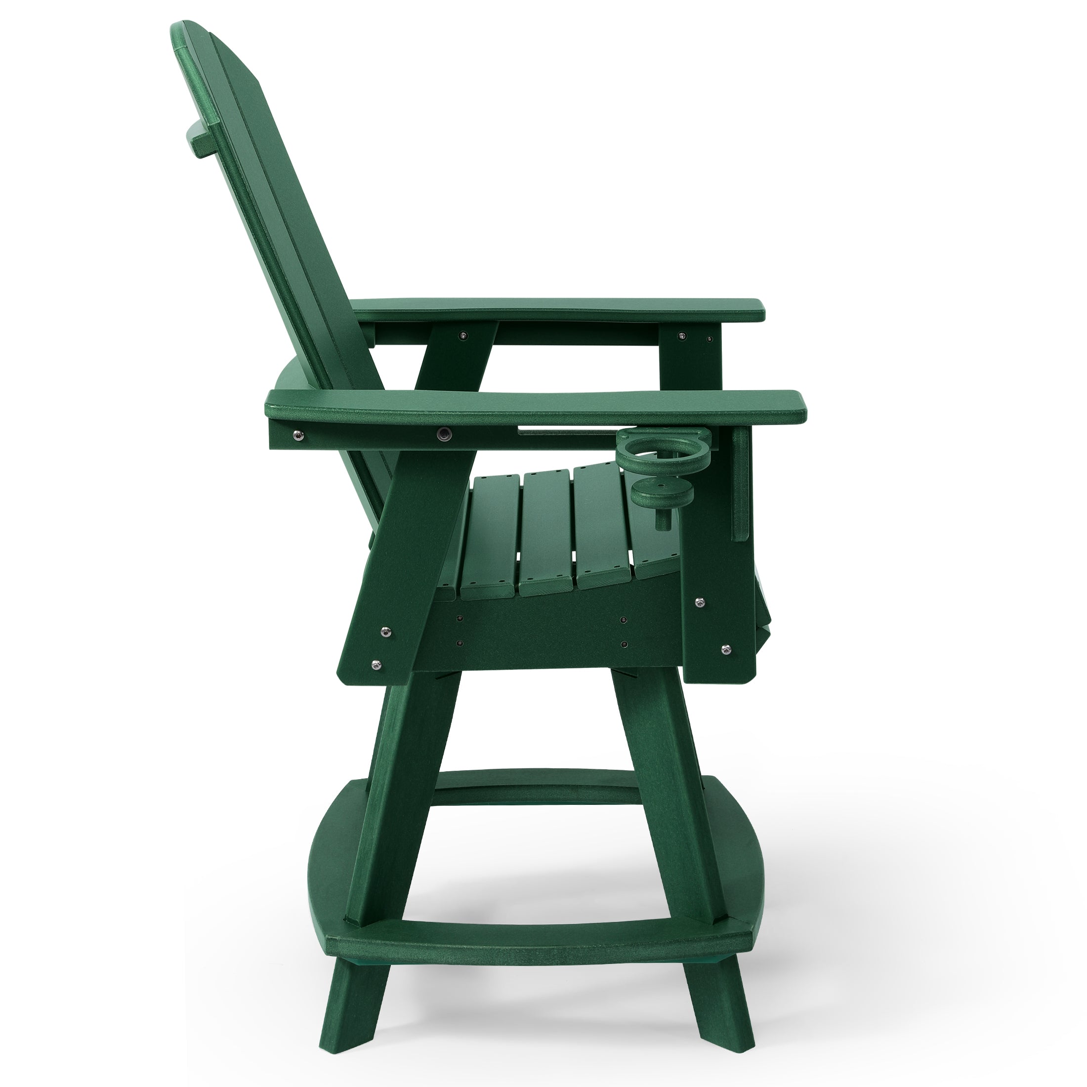 Paradise Outdoor HDPE Adirondack Swivel Counter Height Bar Chair With Cup Holder