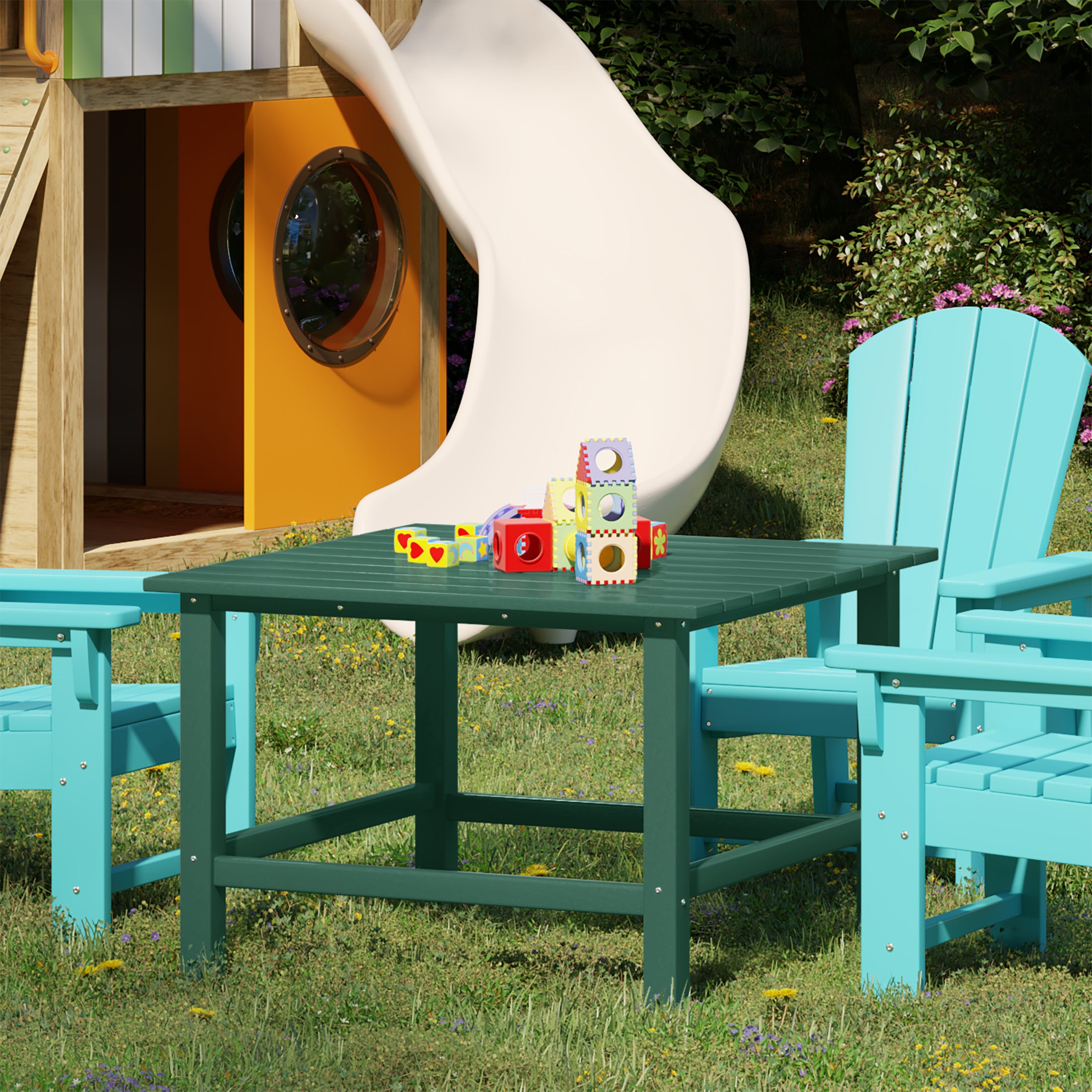 Paradise Kids Outdoor Patio Furniture HDPE 30" Wide Square Dining Table