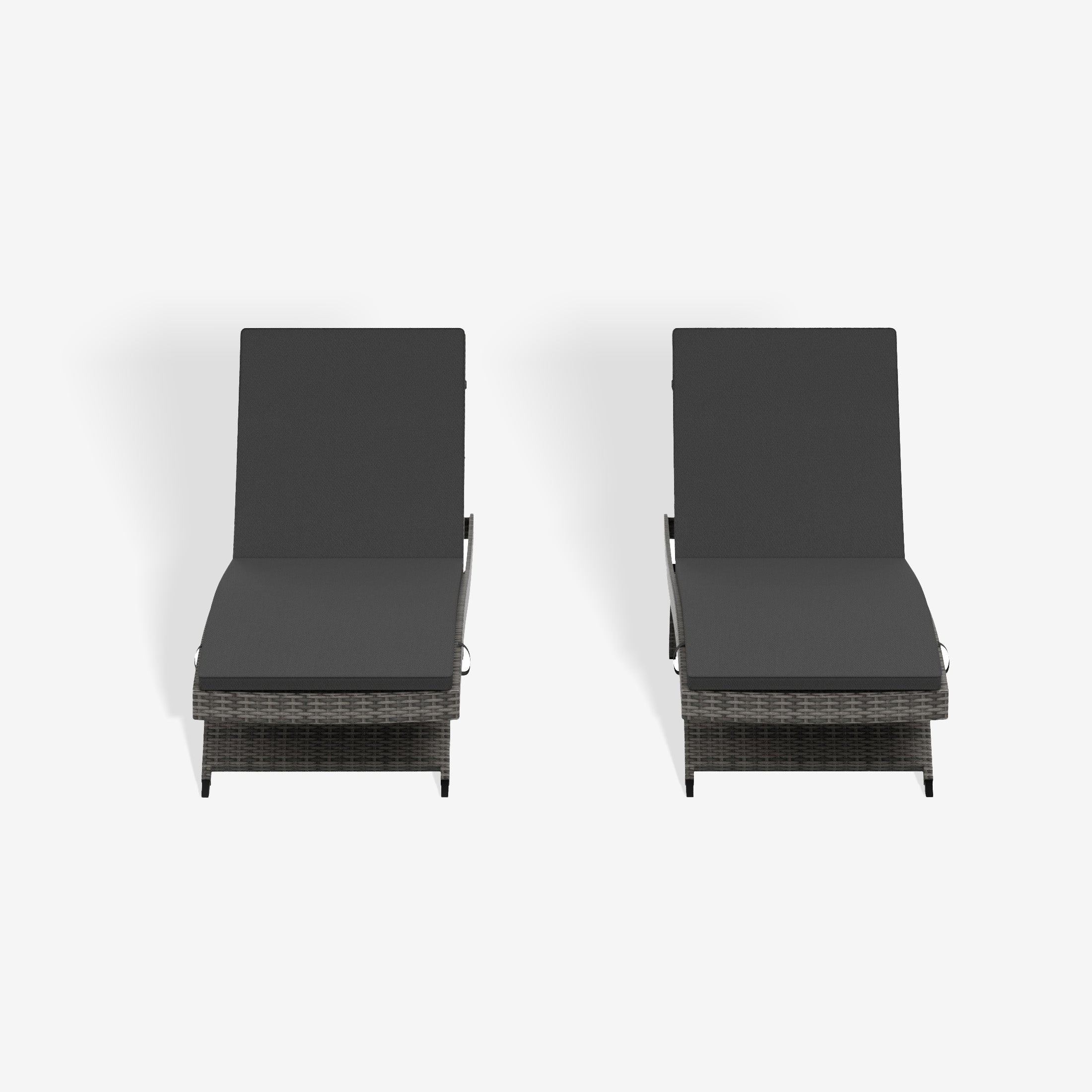 Bahama Grey Rattan Wicker Outdoor Chaise Lounge with Cushion (Set of 2)