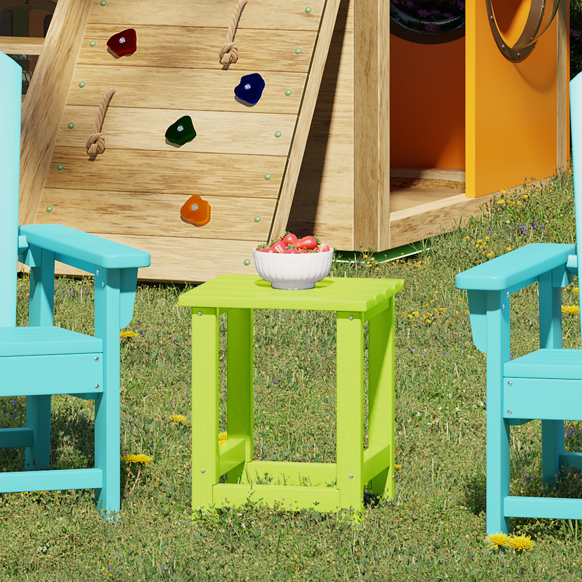Paradise Kids Outdoor Patio Furniture HDPE Adirondack Square Side Table