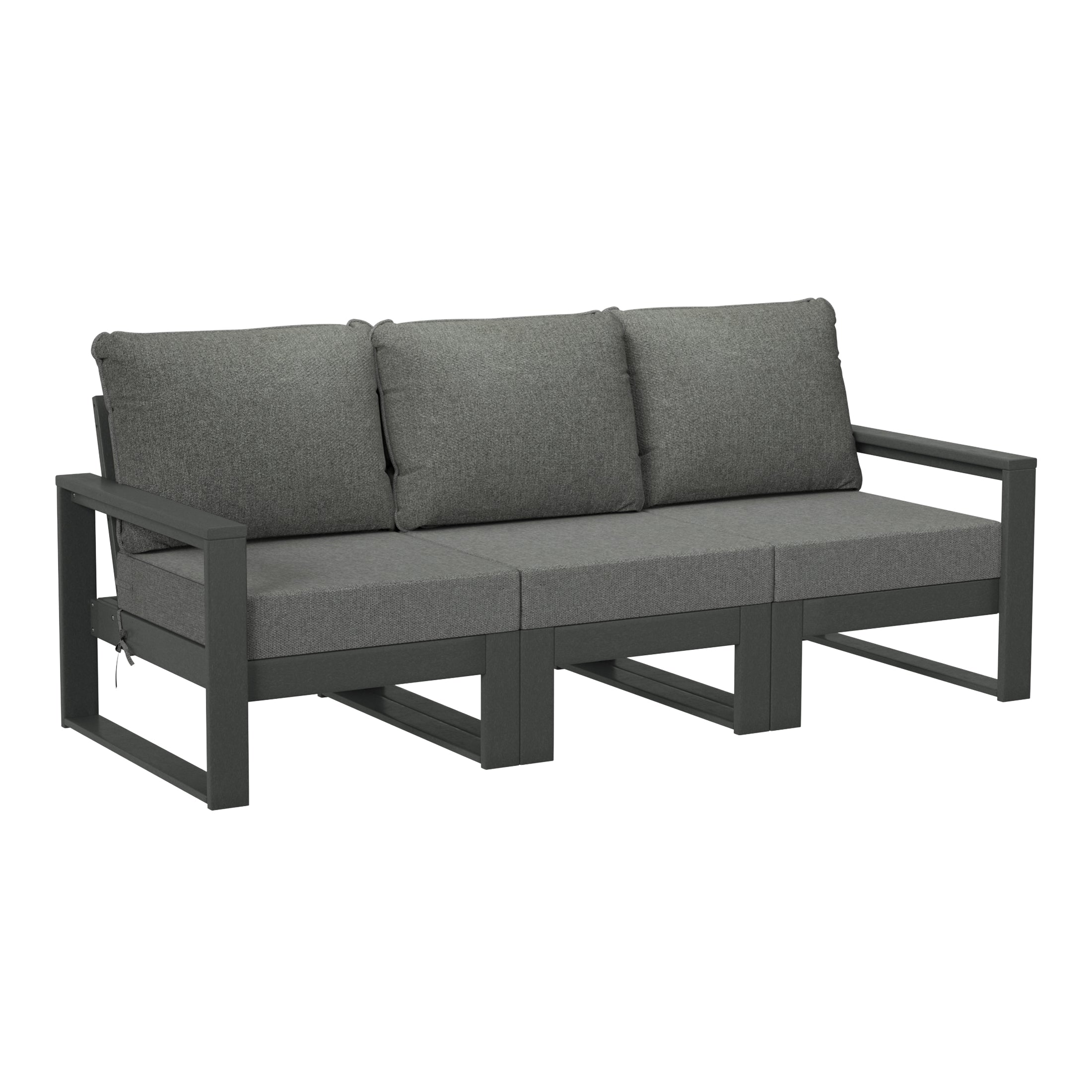 Rockaway Outdoor HDPE All-Weather Modern Deep Seating Patio Sofa with Waterproof Cushions