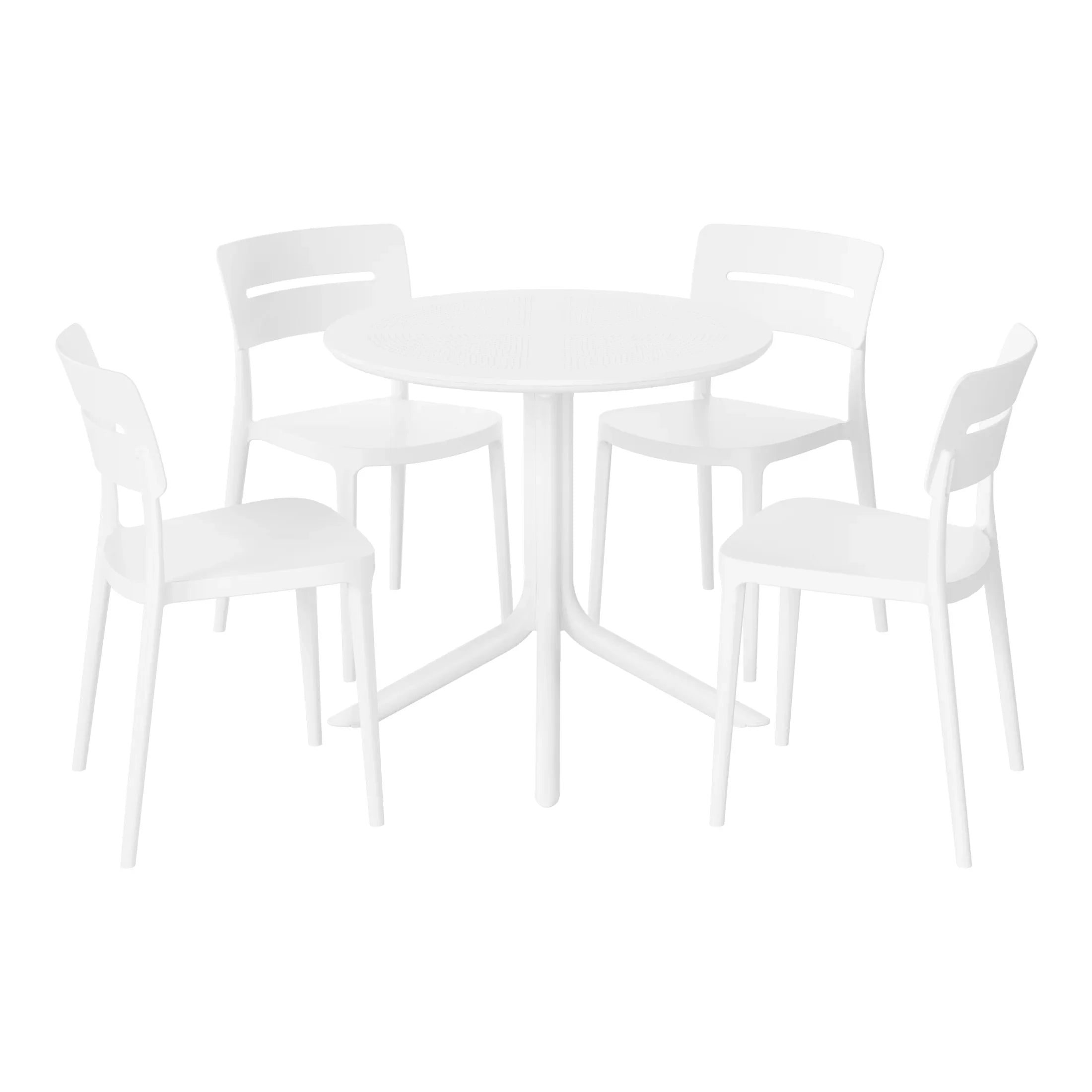 Sunshine Modern 5-Piece Resin Round Patio Dining Table Set with Stackable Patio Dining Chairs