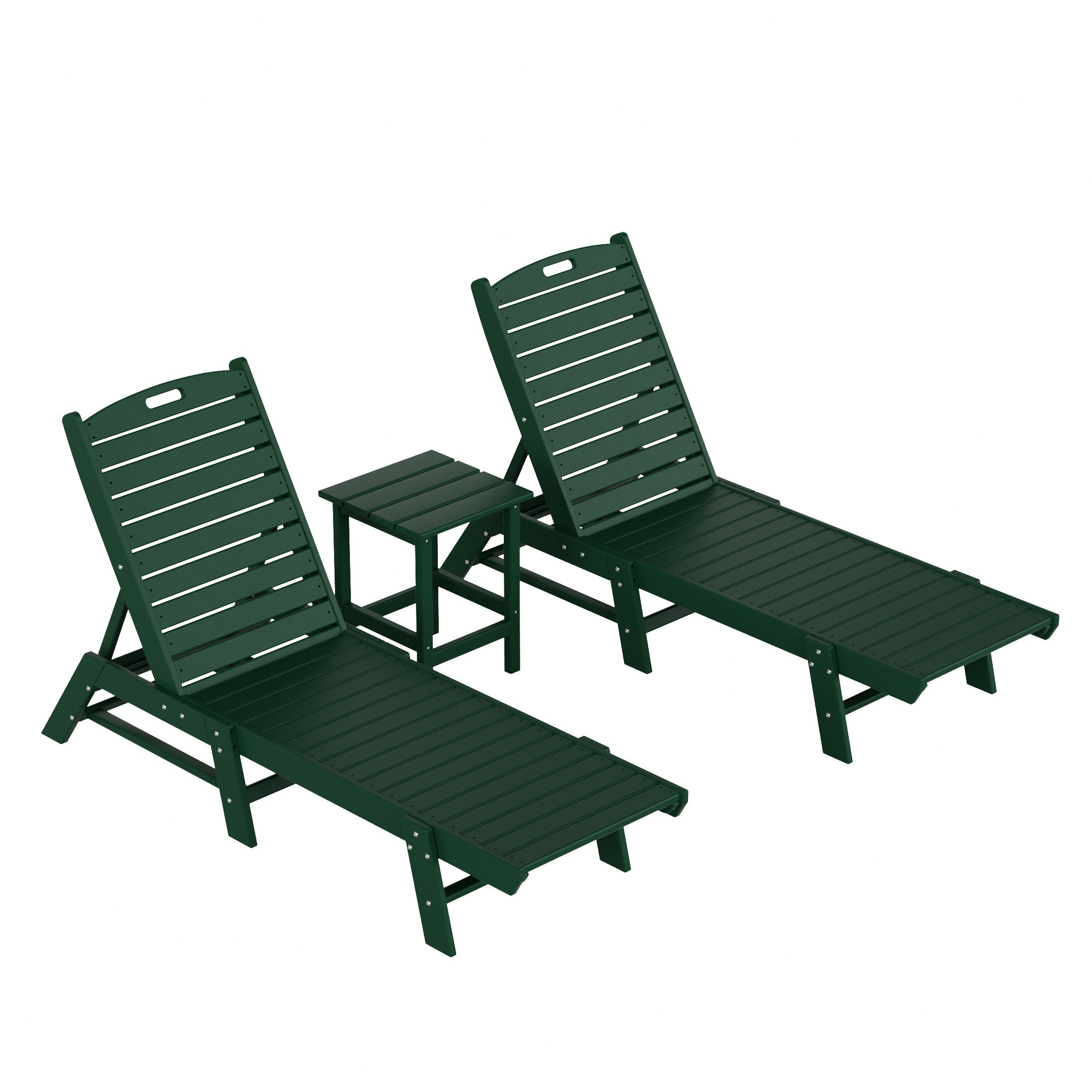 Paradise Poly Reclining Outdoor Patio Chaise Lounge Chair with Side Table Set