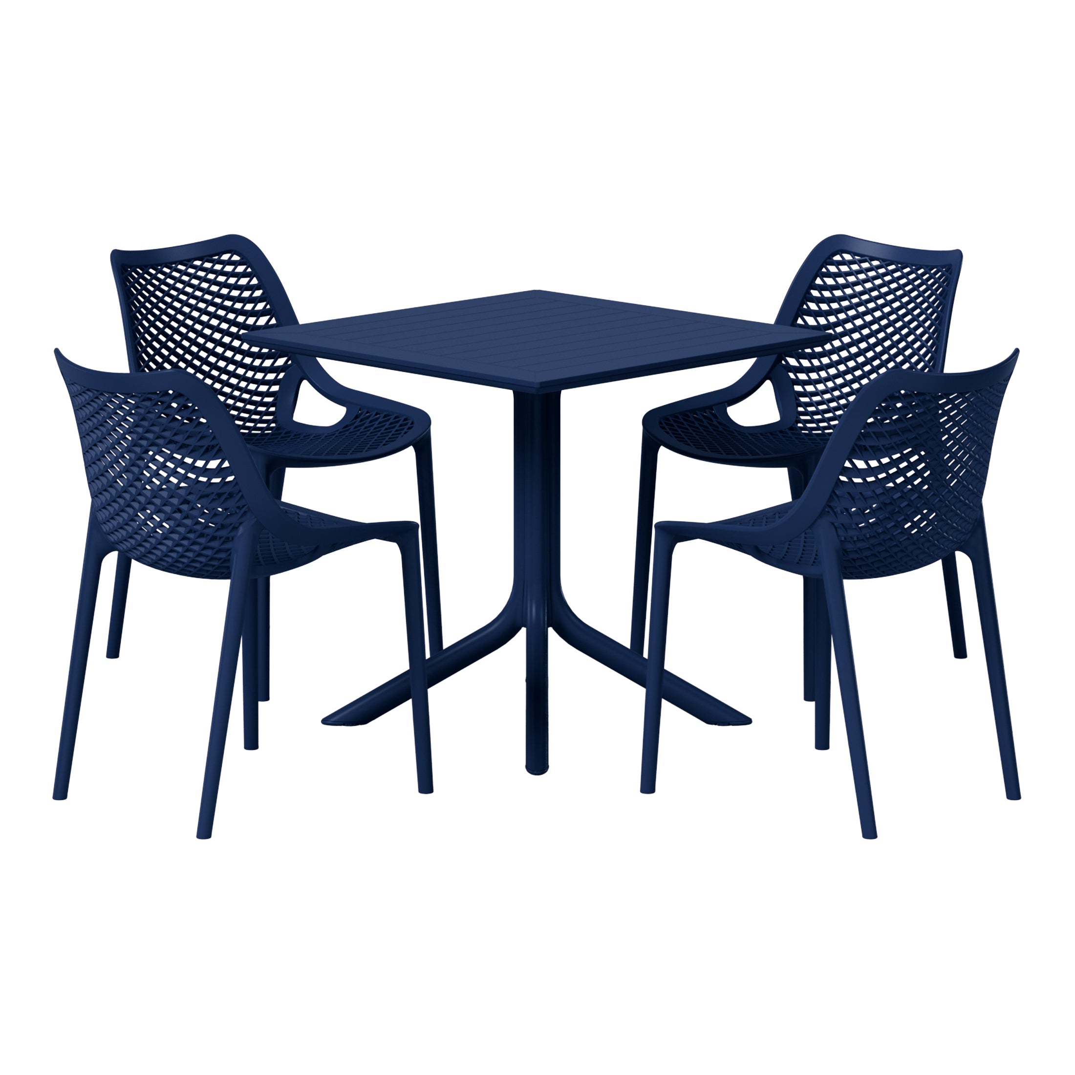 Sunshine 5-Piece Resin Square Patio Dining Table Set with Stackable Patio Dining Chairs