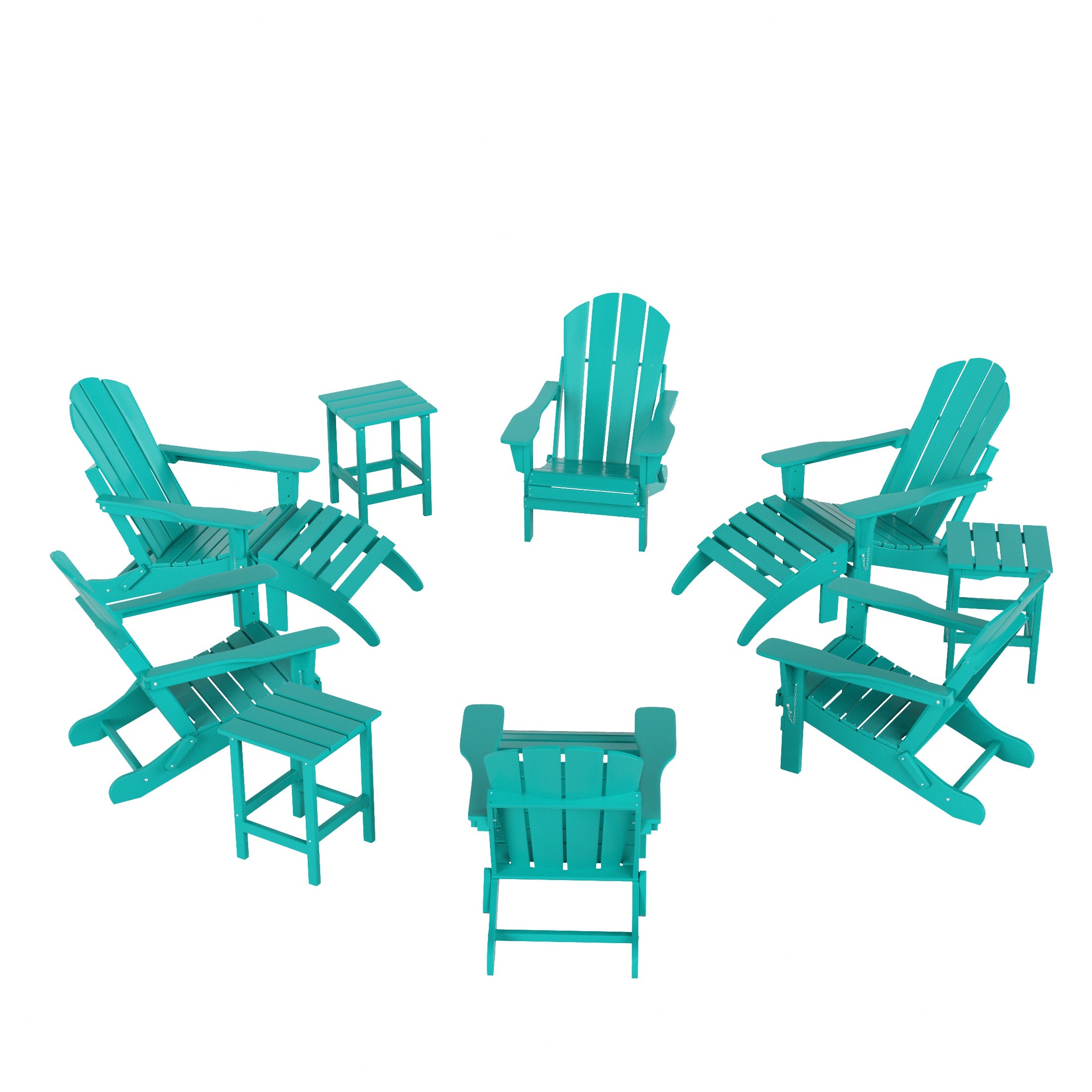 Paradise 12-Piece Outdoor Folding Poly Adirondack Chair With Ottoman And Side Table