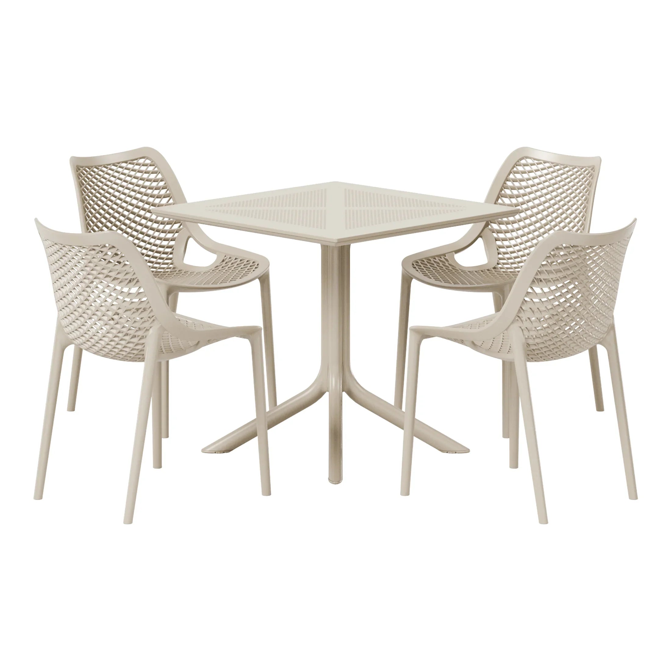 Sunshine 5-Piece Modern Square Patio Dining Table Set with Stackable Patio Dining Chairs