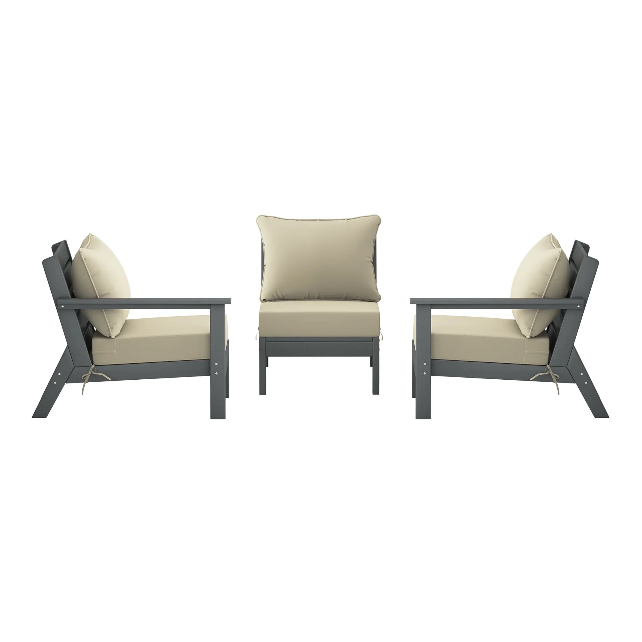 Portsmouth Outdoor Patio HDPE Sectional Sofa with Patio Cushions