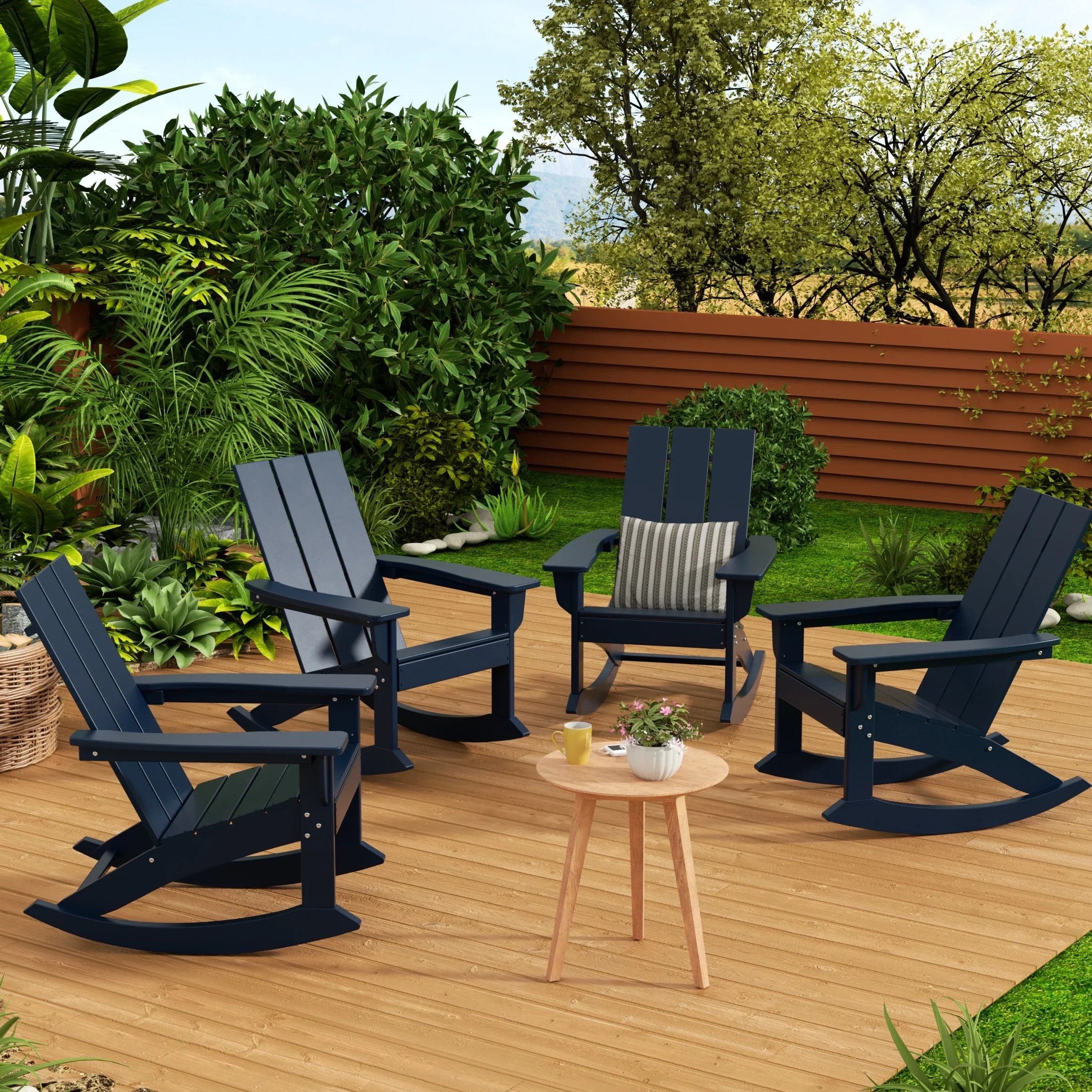 Palms Outdoor Patio Modern Adirondack Rocking Chair (Set of 4)