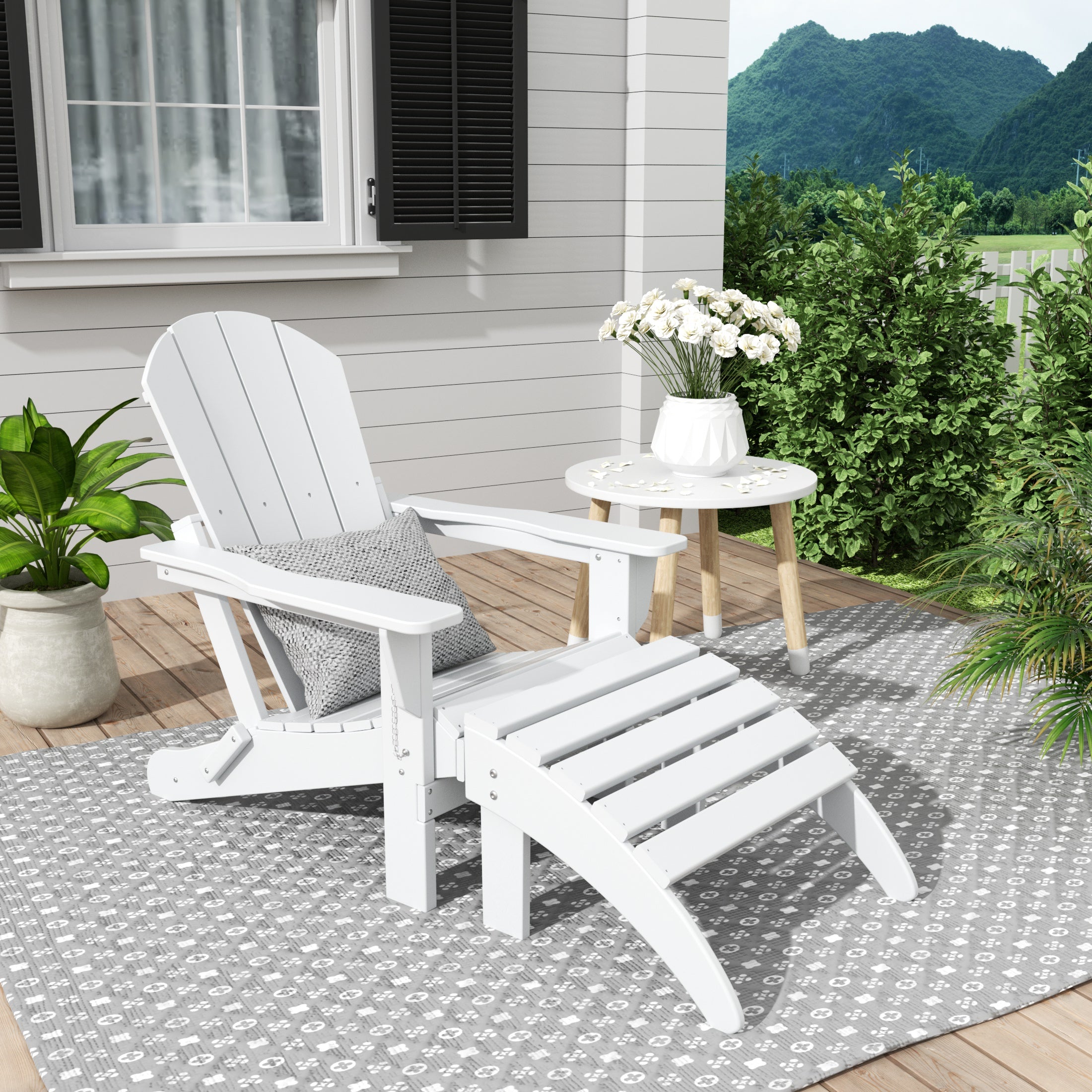 Paradise 2 piece set classic Adirondack chair with ottoman (1 seater)