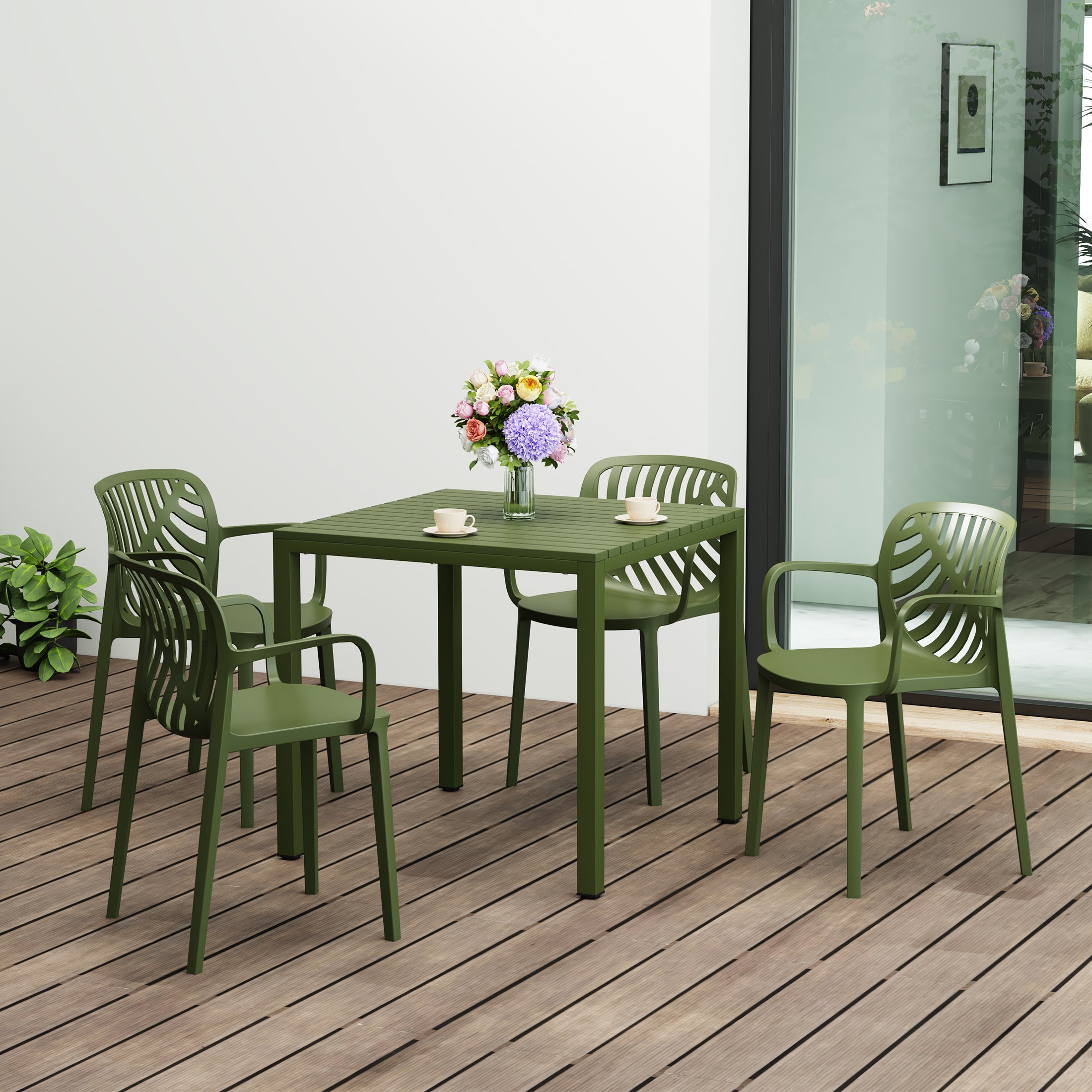 Sunshine 5-Piece Outdoor Square Dining Table Patio Set with Stackable Patio Dining Chairs