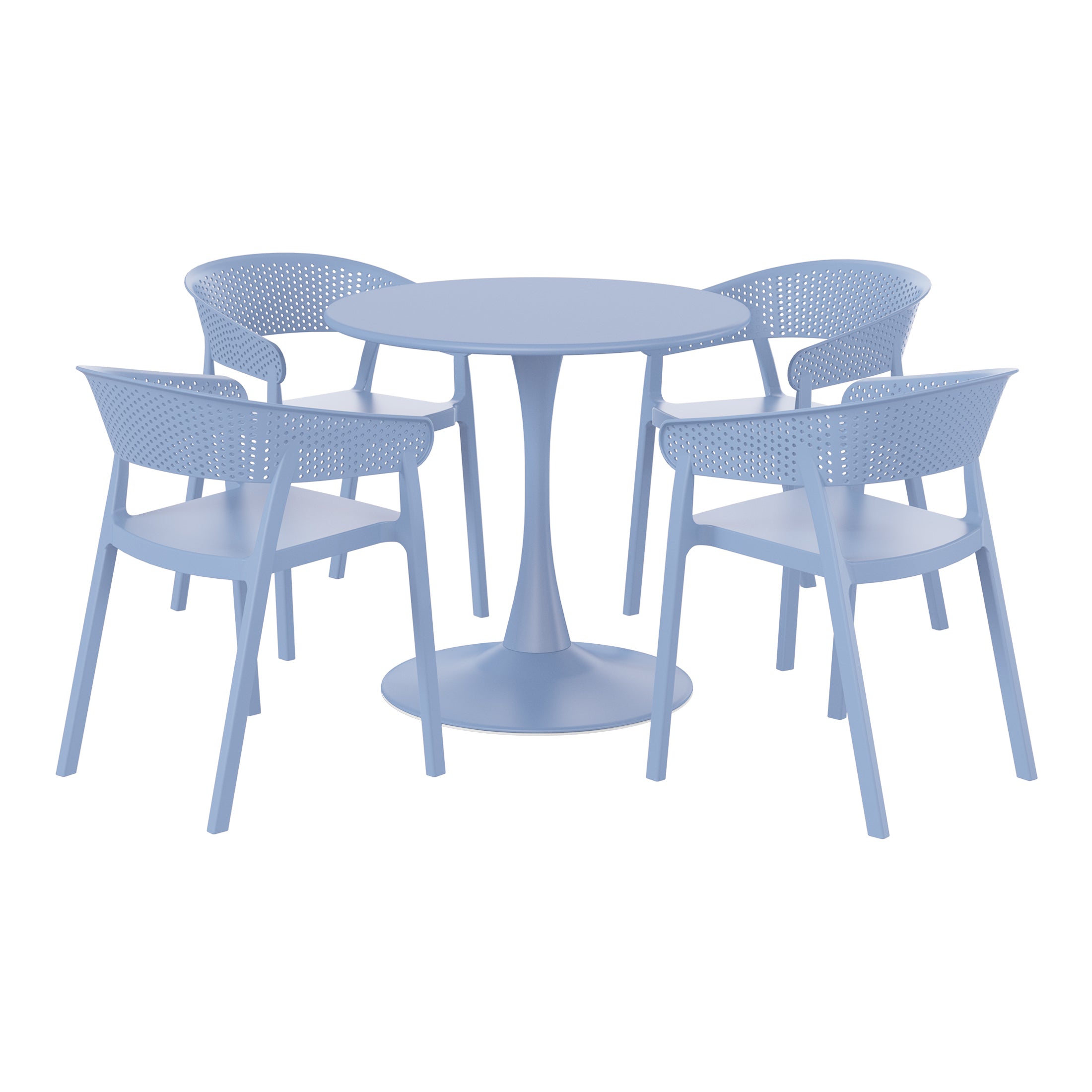 Sunshine 5-Piece Indoor Outdoor Metal Patio Dining Table Set With Stackable Patio Chairs
