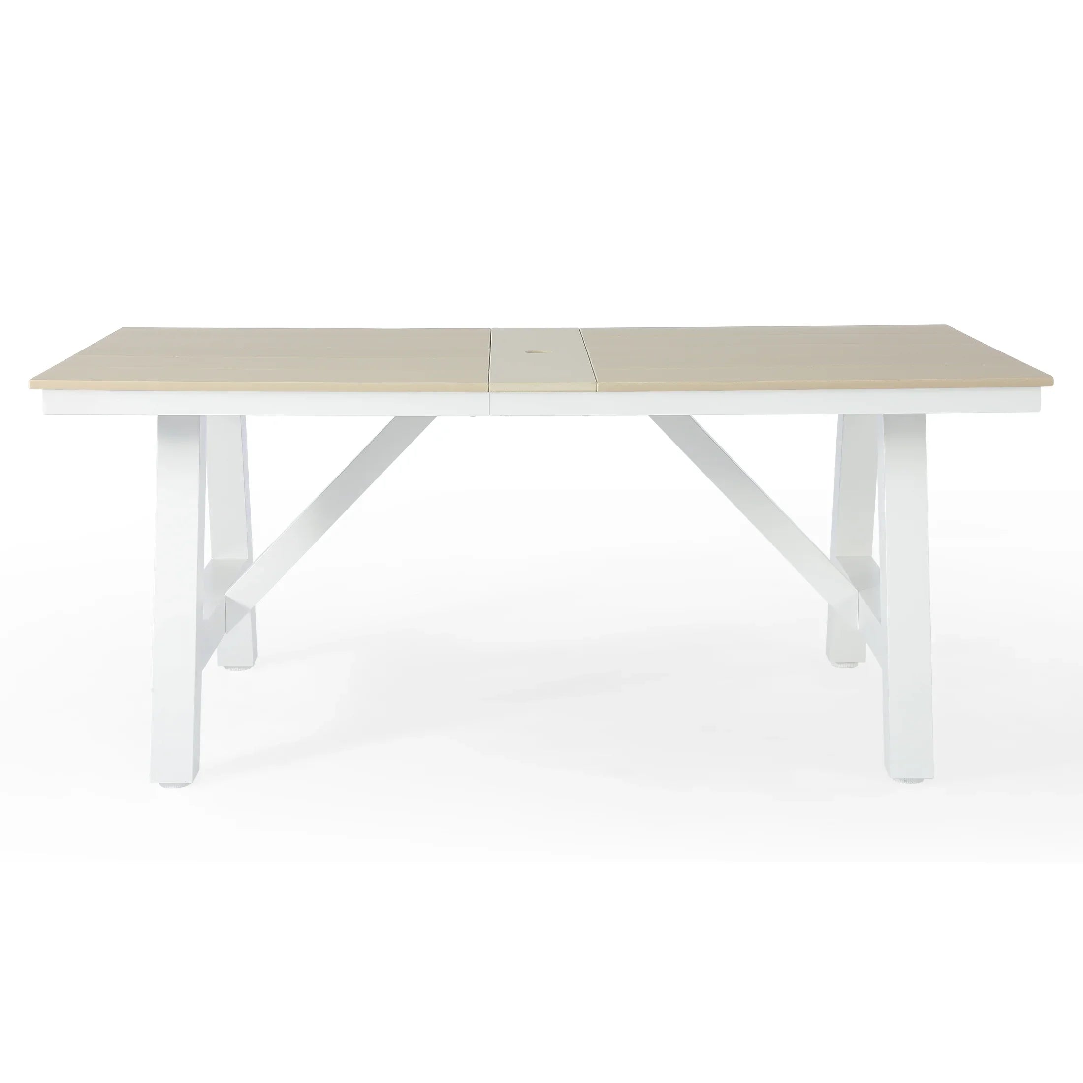 Stinson 72" HDPE Rectangle Outdoor Patio Dining Table With Umbrella Hole and Metal Frame