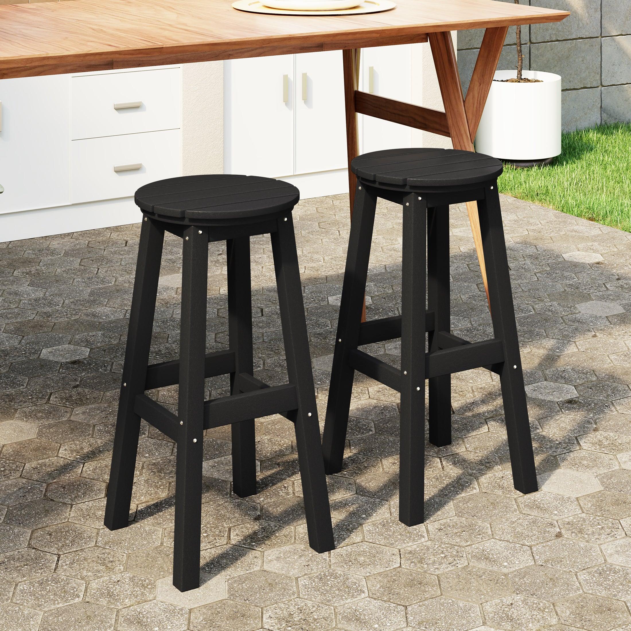 Paradise 29" HDPE Outdoor Patio Round Bar Stool Set of 2