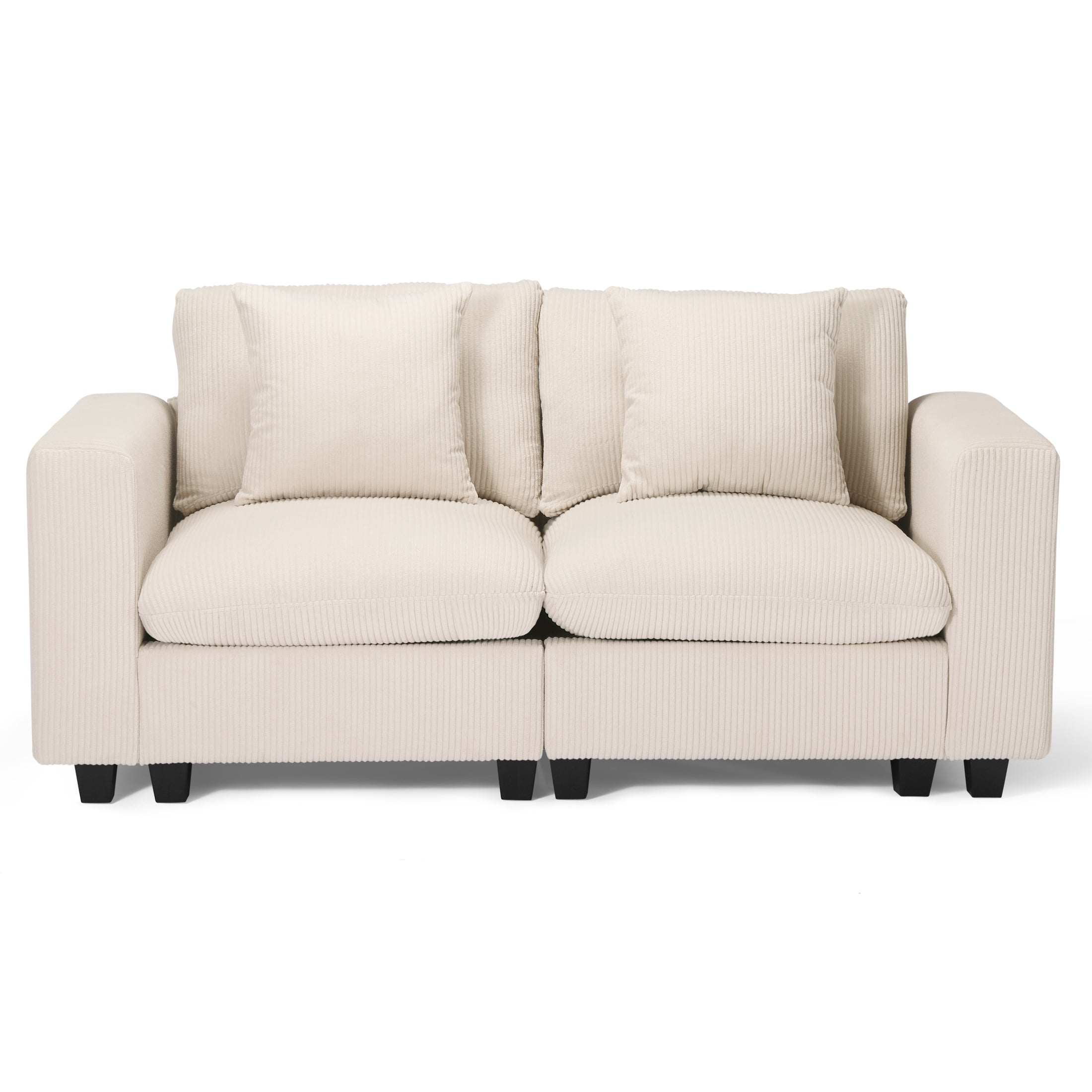 Ava 70" Modular Corduroy Loveseat Sofa With USB/Type-C Ports and Side Pockets