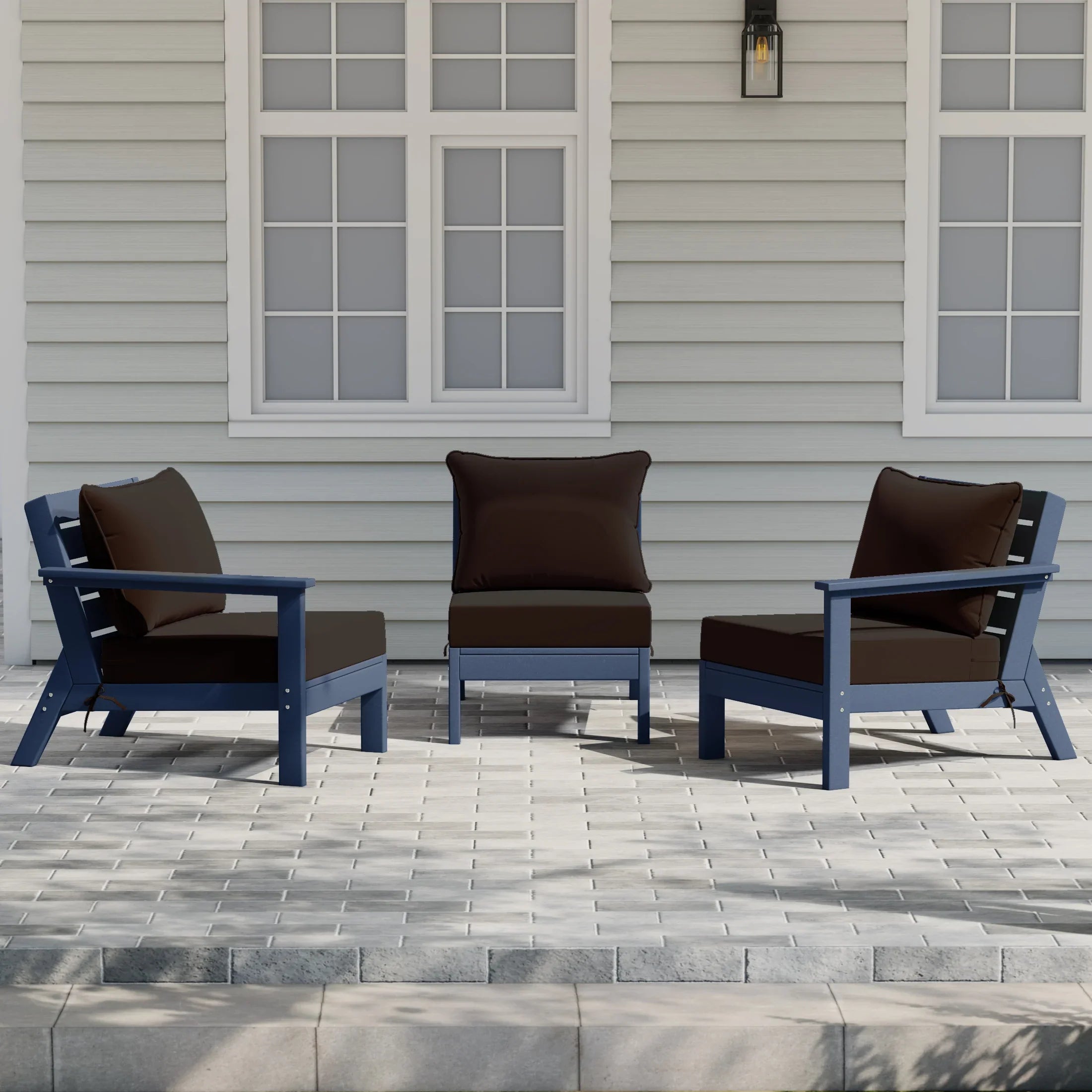 Portsmouth Outdoor Patio HDPE Sectional Sofa with Patio Cushions
