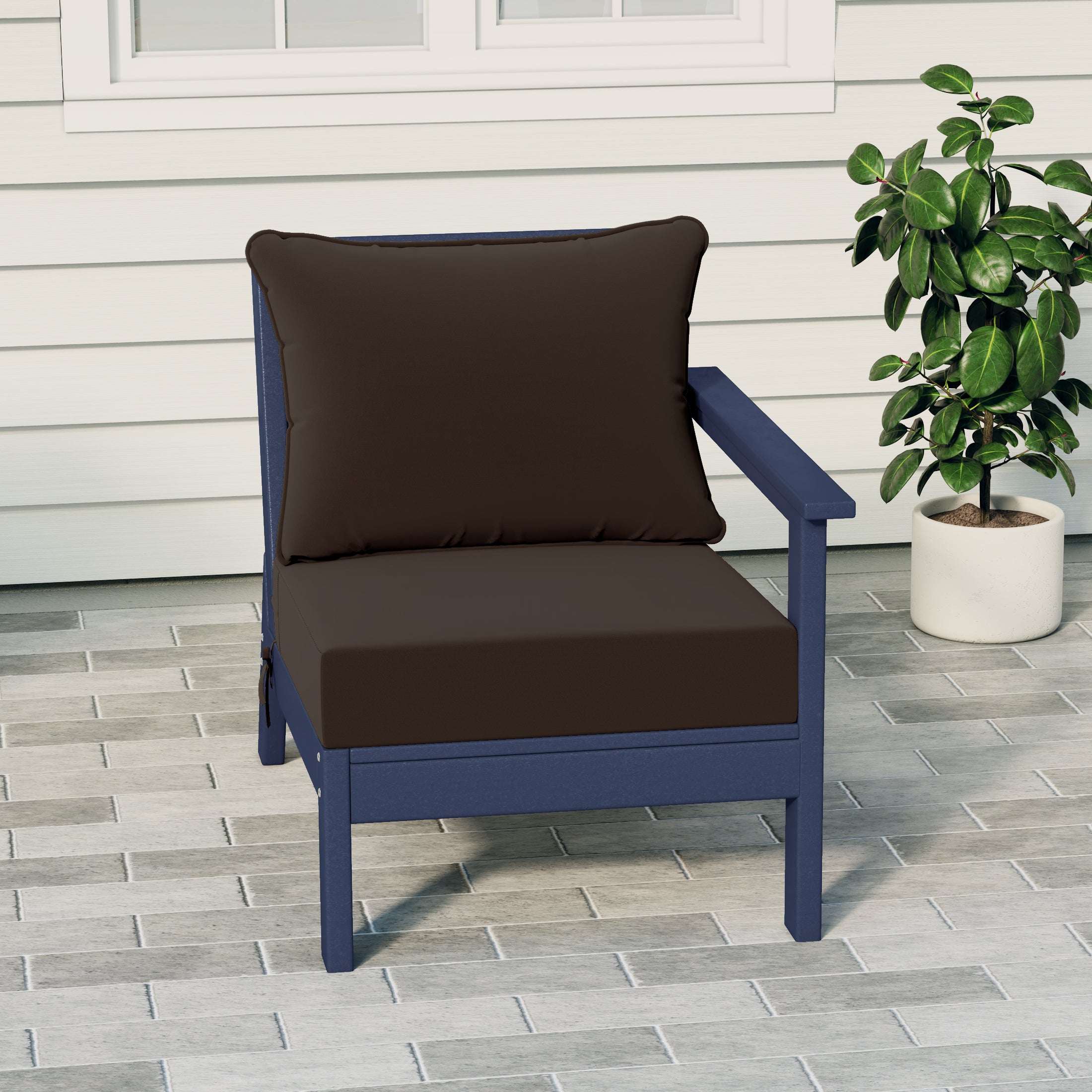 Portsmouth Outdoor Patio HDPE Right Arm Sectional Corner Club Chair with Patio Cushions