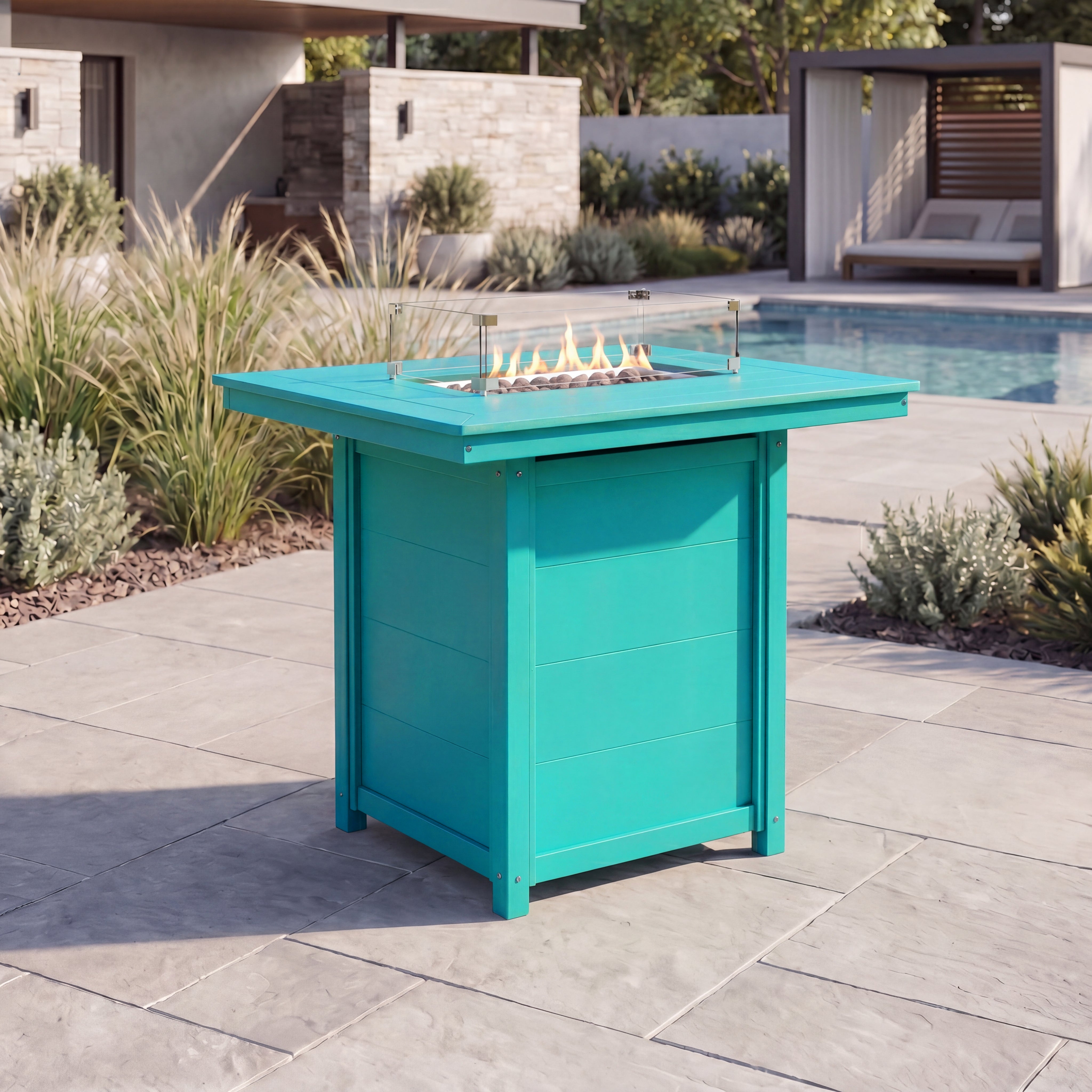 Sol 46" Modern Outdoor Patio Gas Propane Rectangle Fire Pit Table